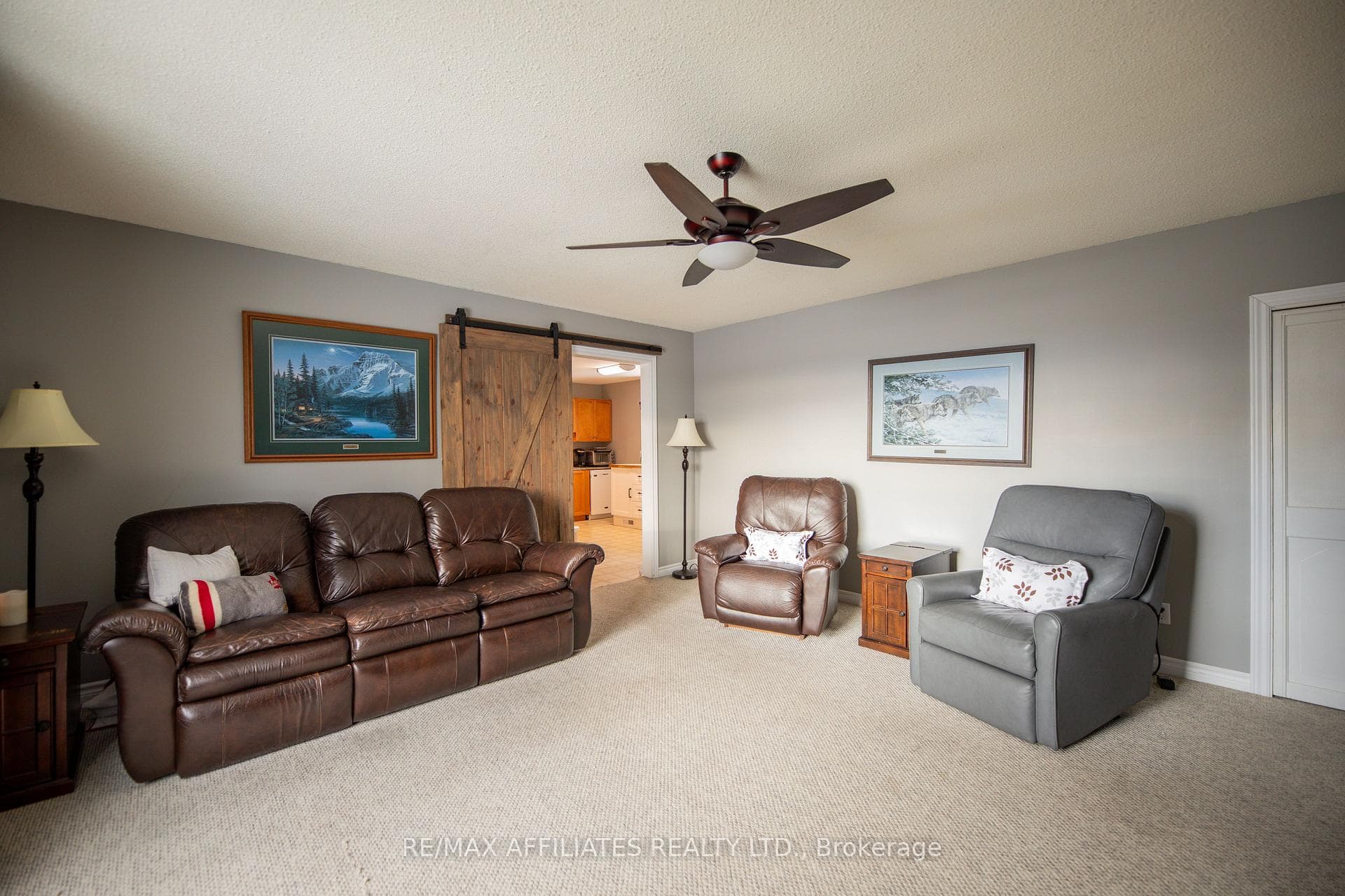 Living Room with sliding barn door