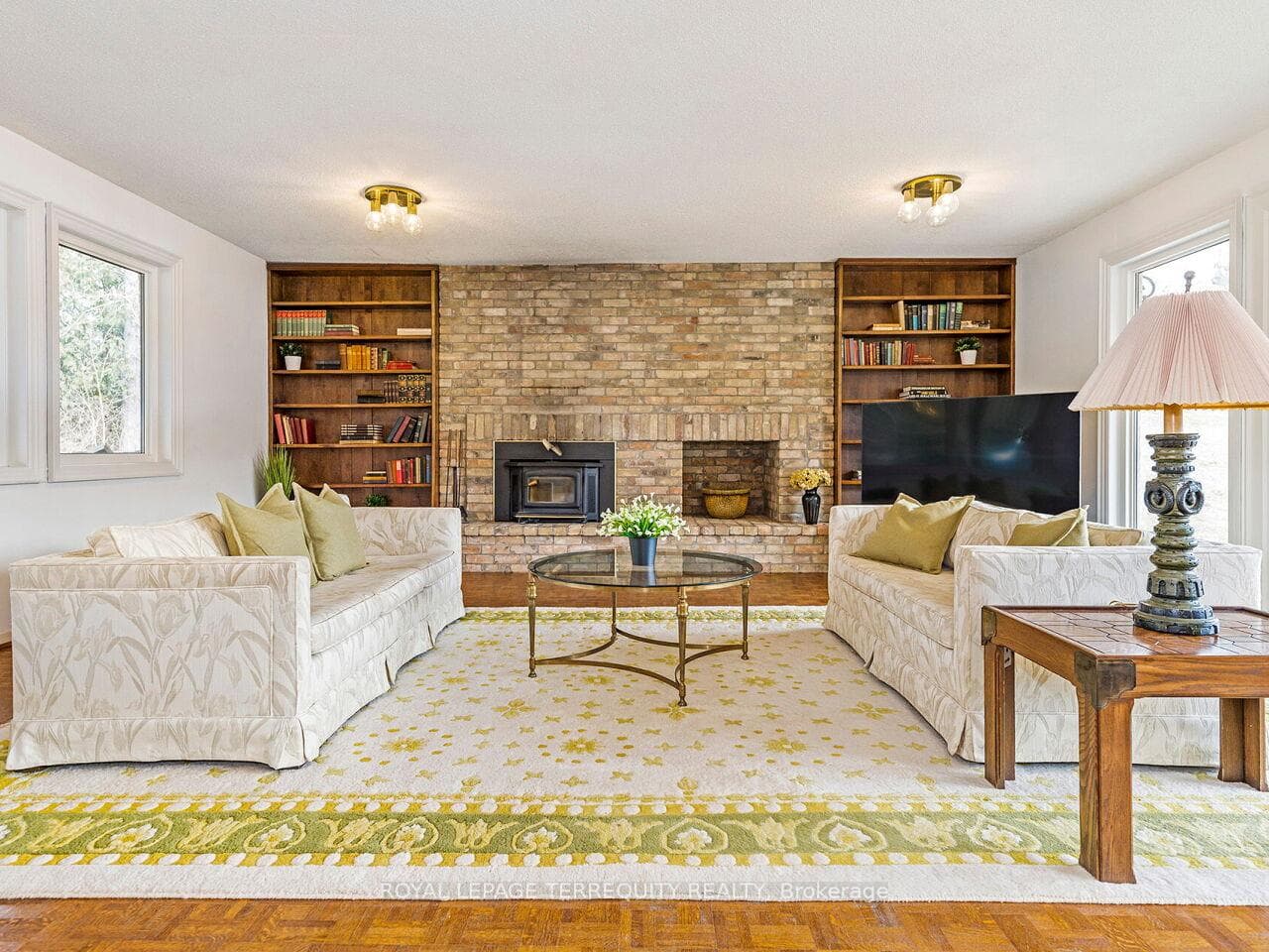 Floor to Ceiling Brick Fireplace
