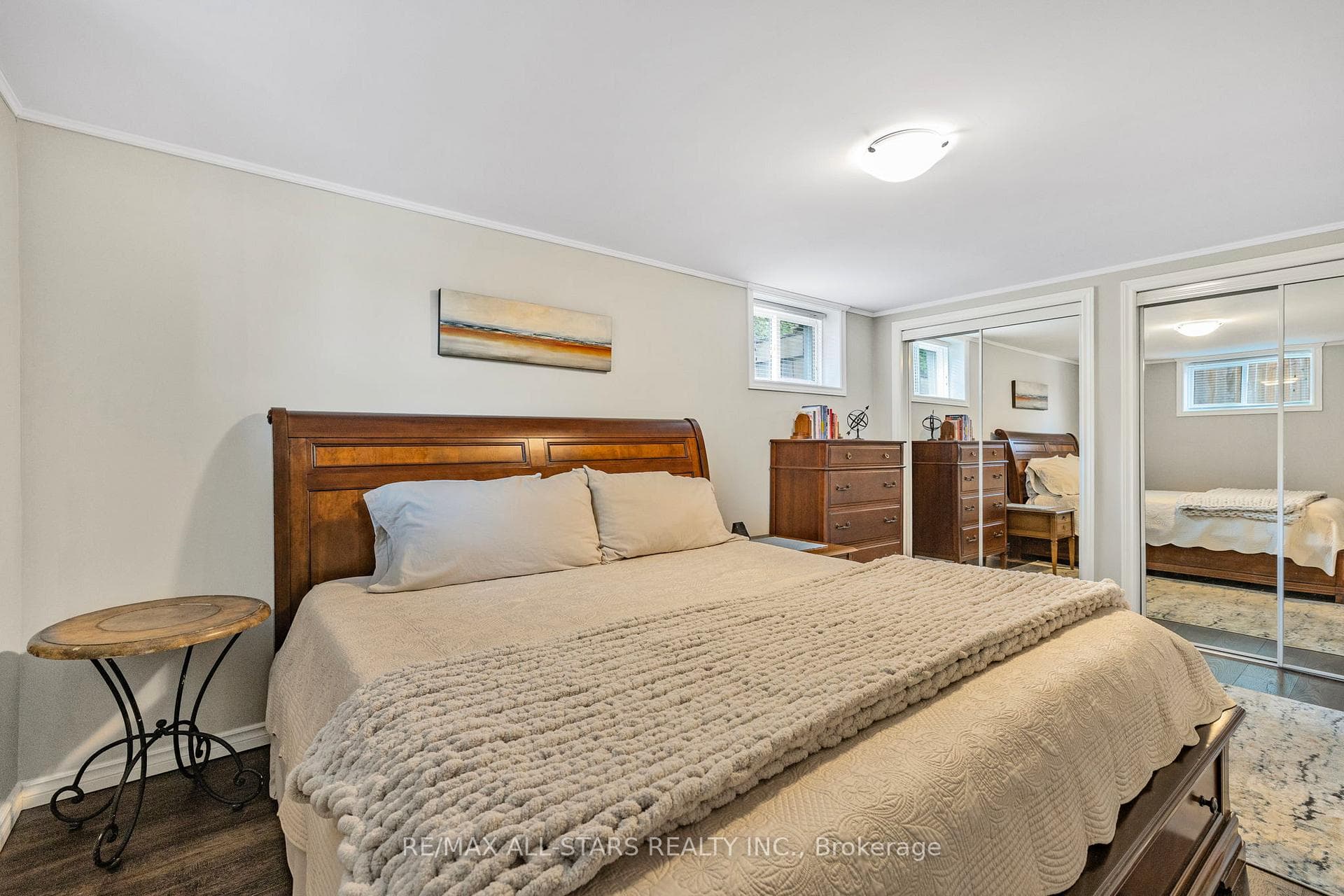 Lower level Primary bedroom w/mirrored closet