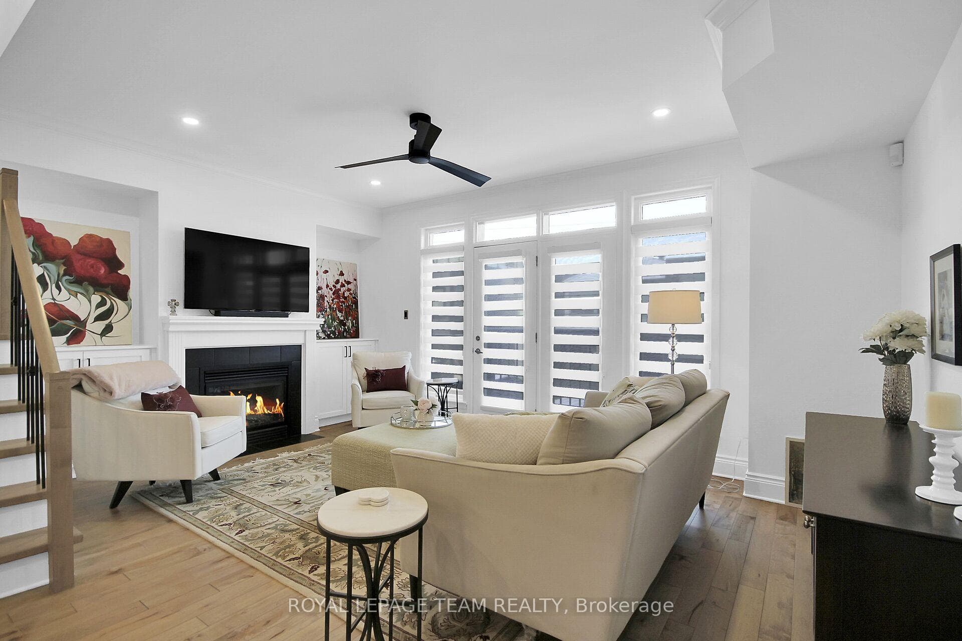 Natural light streams into the living room
