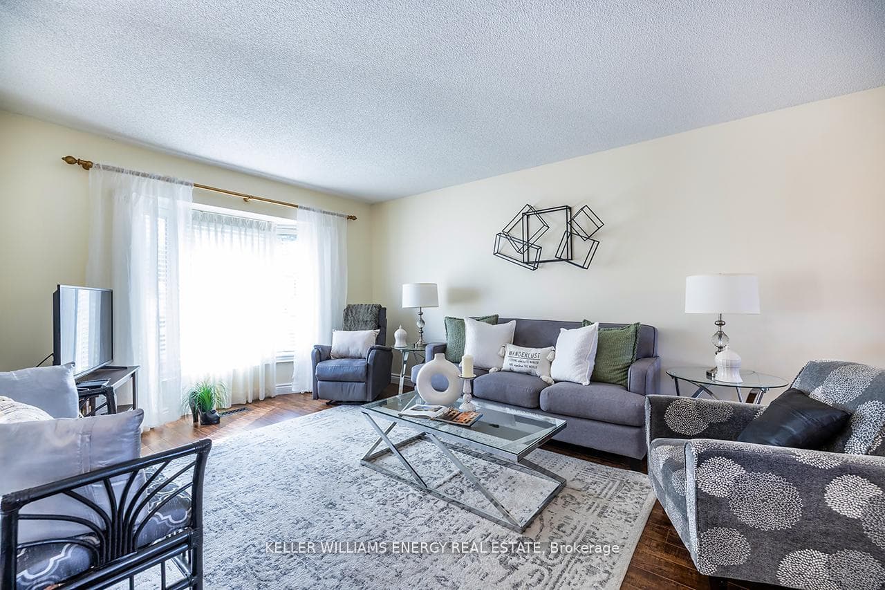 Large living room with bay window