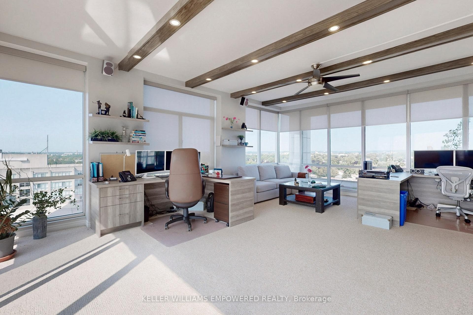 Expansive custom office w/10ft ceiling & lake view