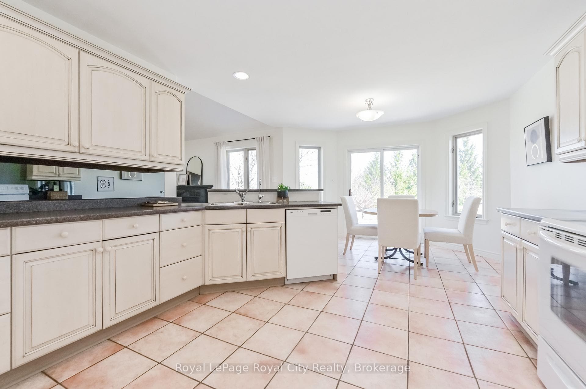 Kitchen with view of rear yard