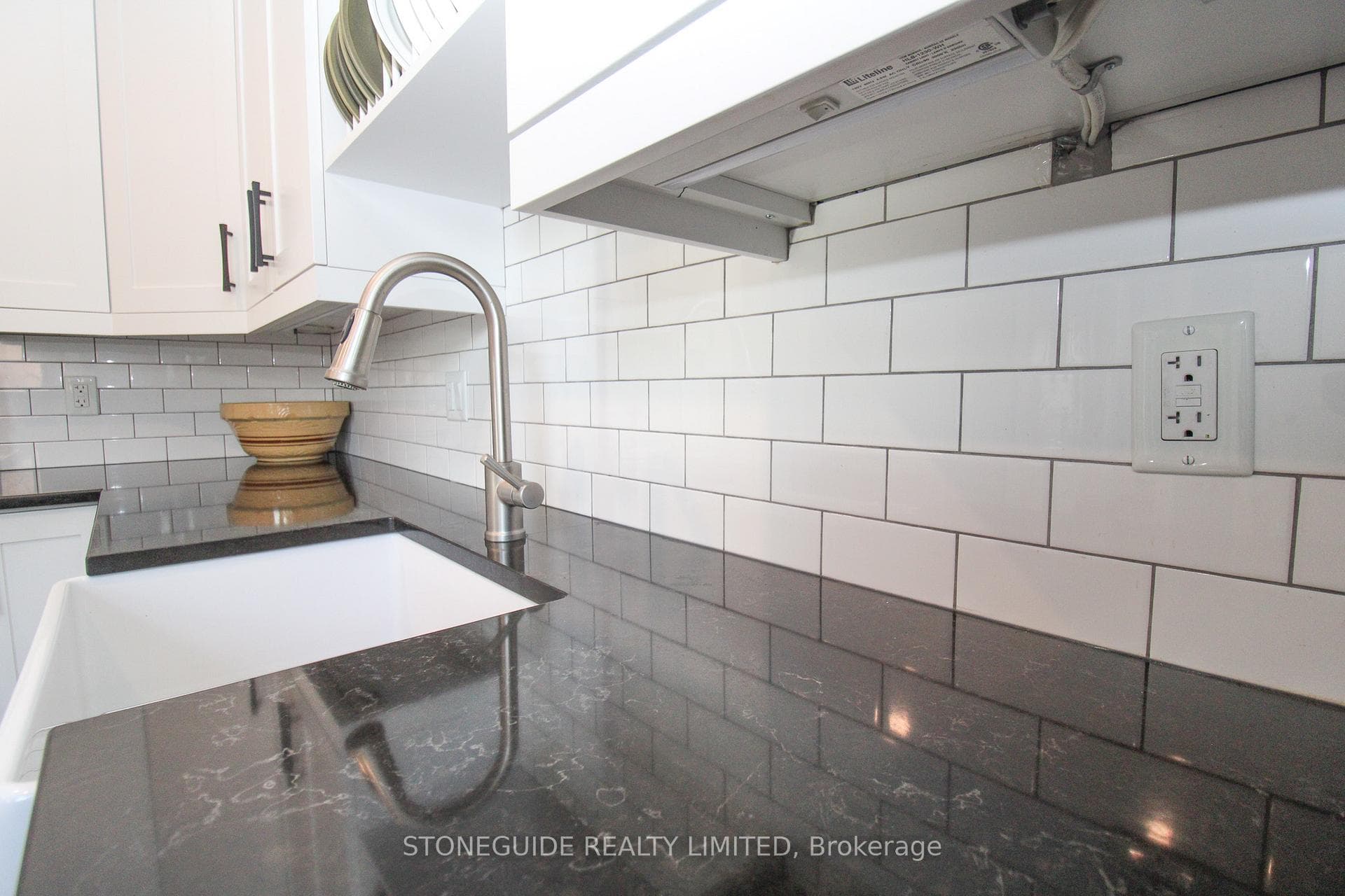 Quartz Counters, Farmhouse Sink & Tile Backsplash