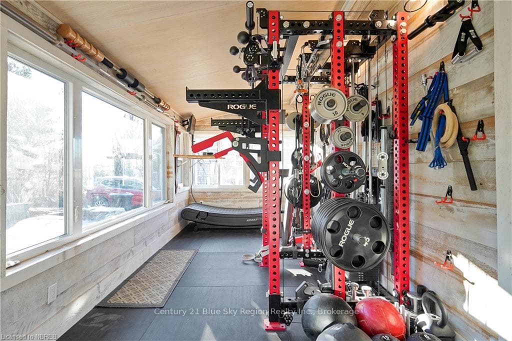 Workout room with plenty of natural light