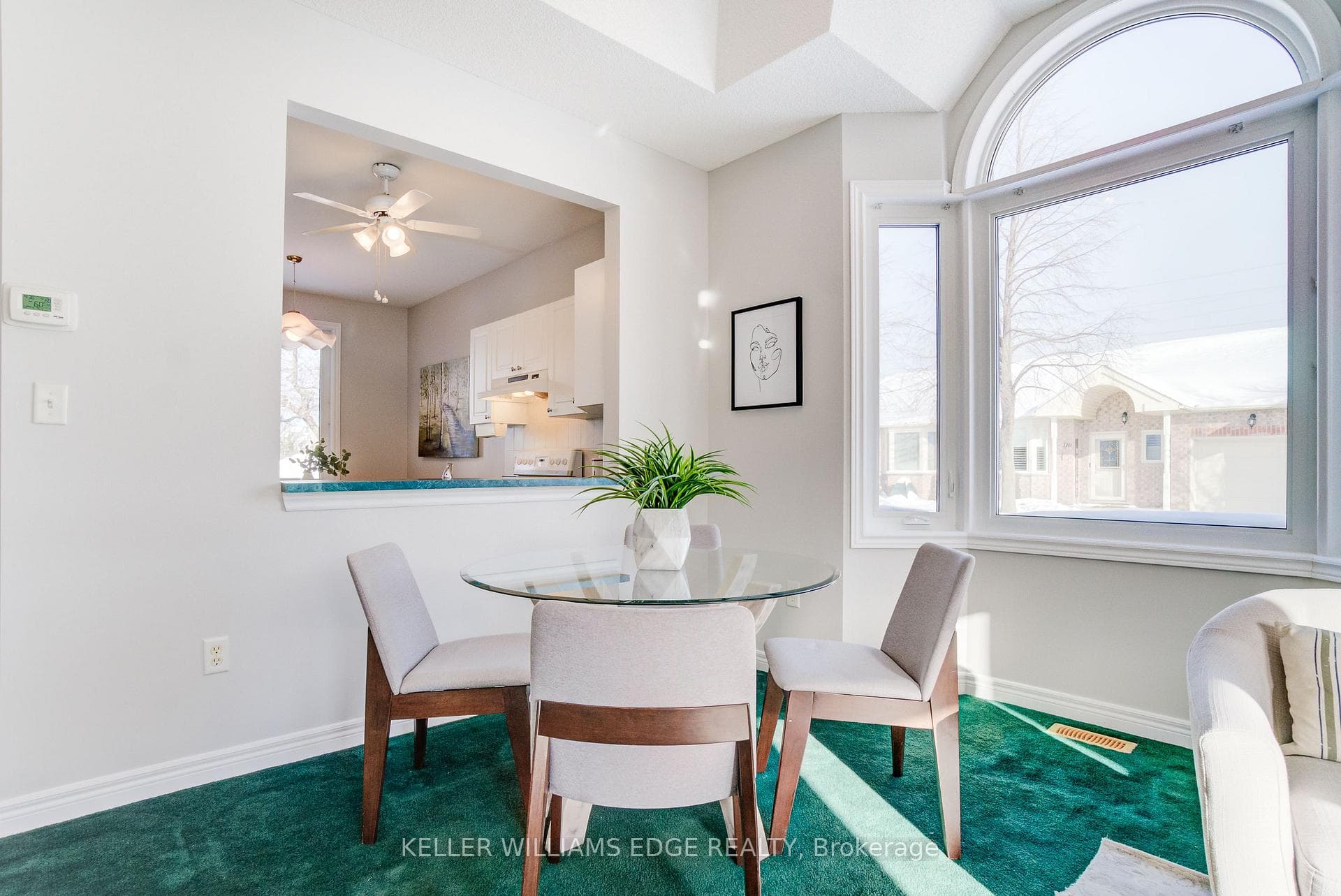 Spacious dining area with natural light