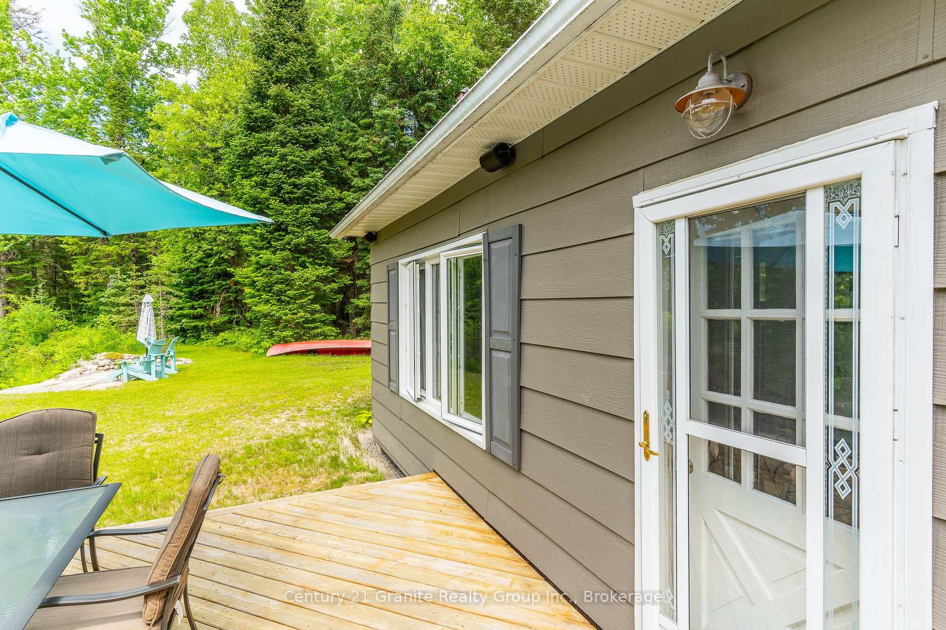 Walkout to riverside deck from living room