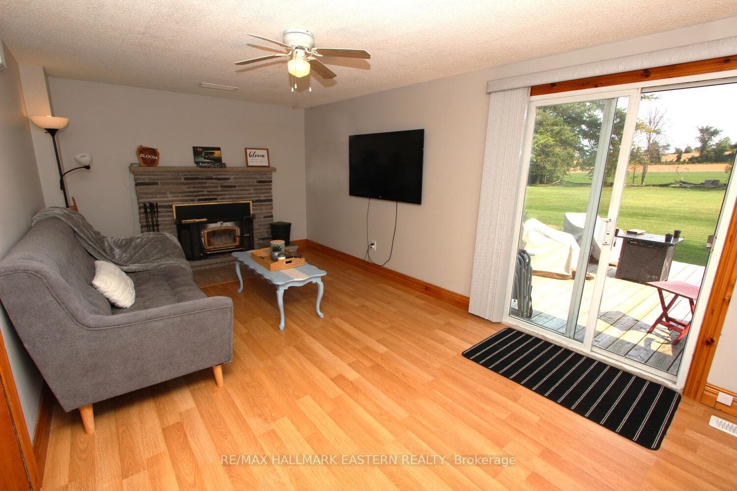 Family Room with fireplace and walkout to back.