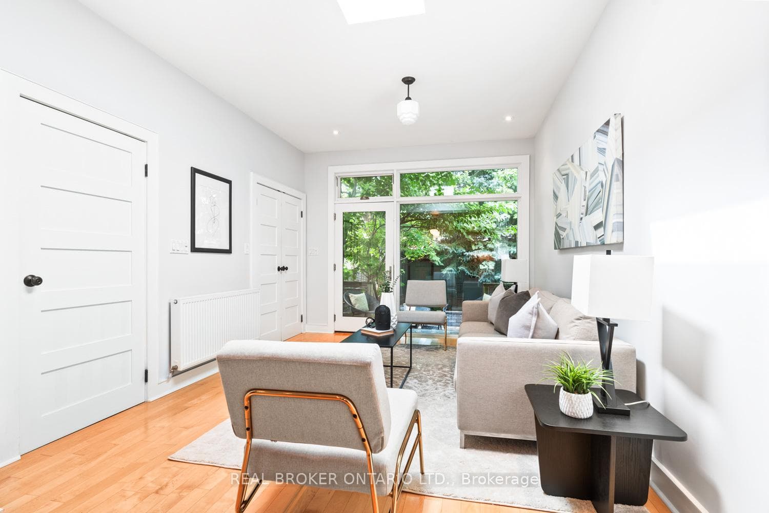 Family Room with wall-to-wall windows
