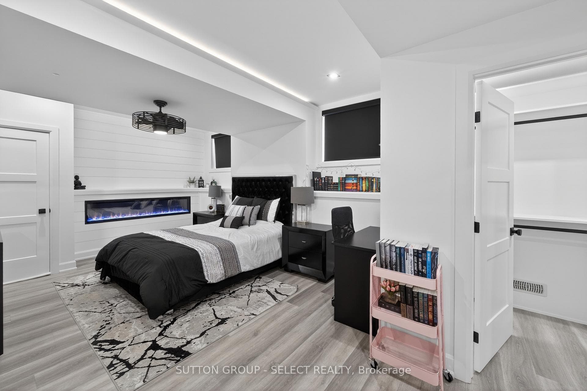 Lower bedroom with fireplace