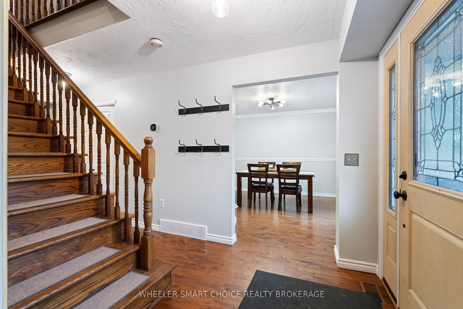 The dining room is off the front foyer