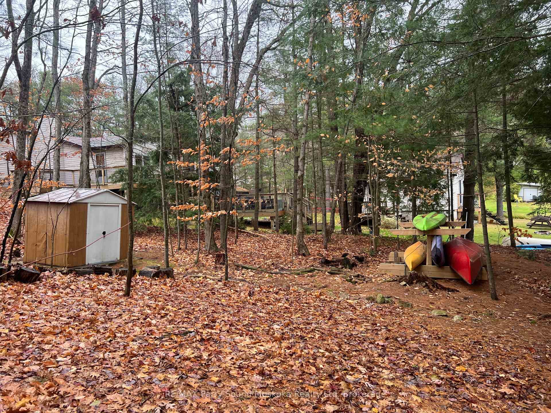 Lakeside shed, Level area for games, Kayak storage