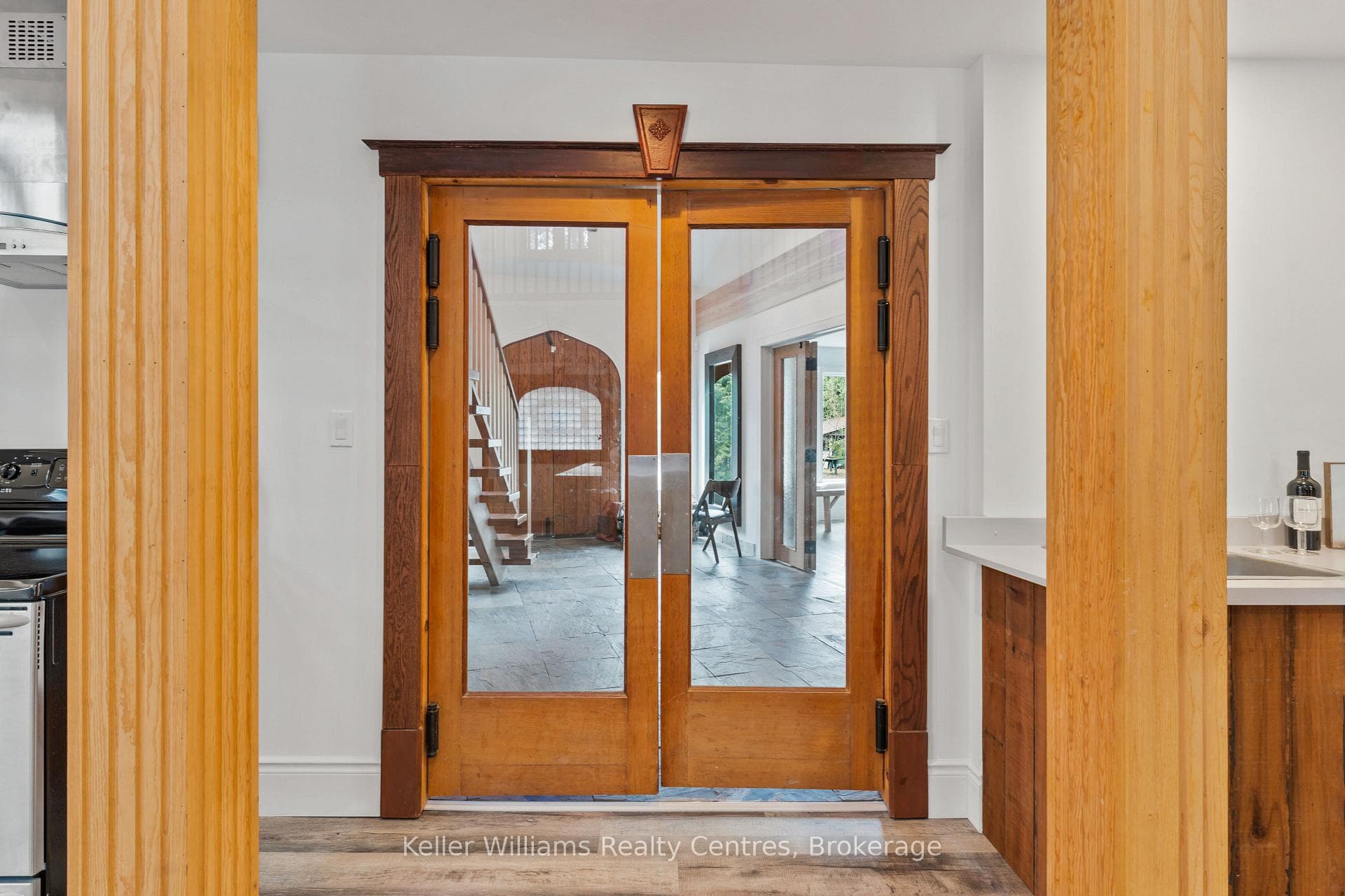 Into the Great Room Flanked By Douglas Fir Beams