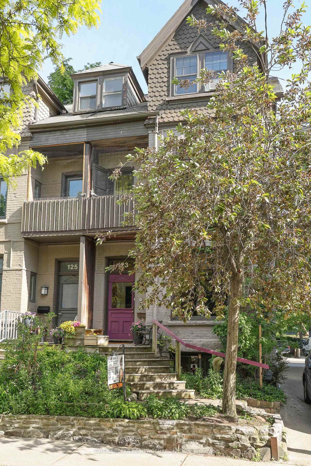 Perennial garden, front porch. House 4 -levels
