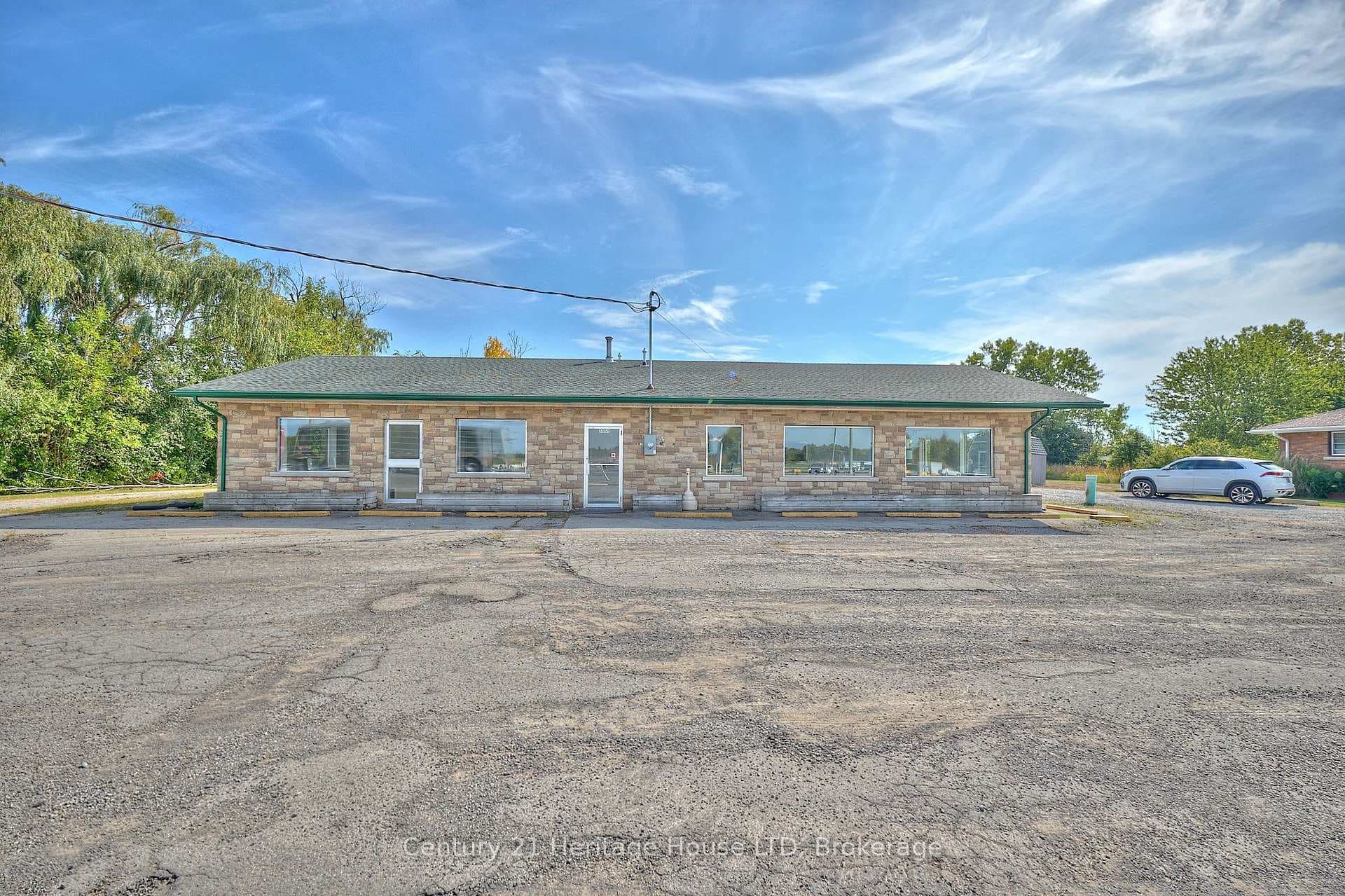Front of the property and parking lot