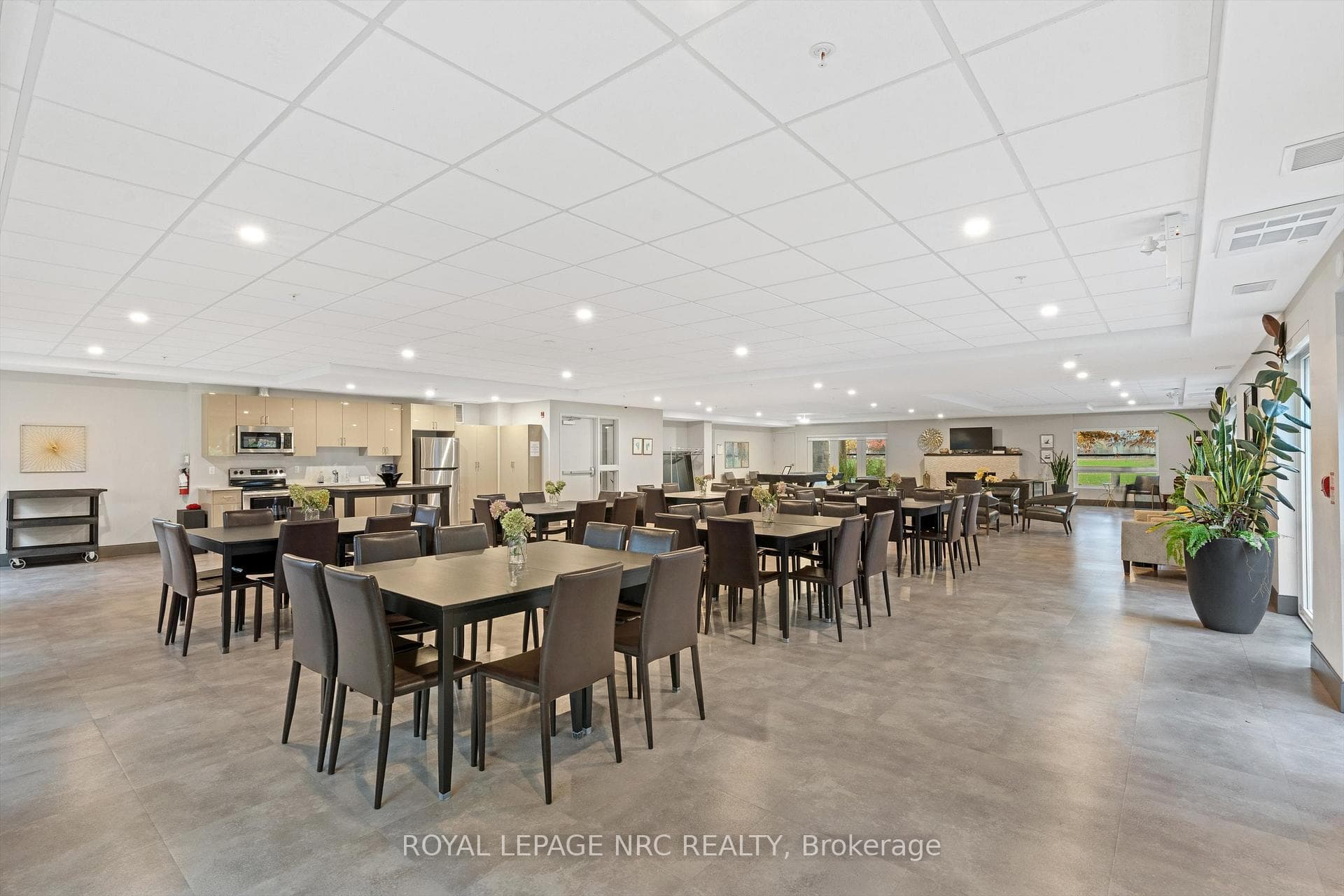Kitchen area and lots of tables for big parties