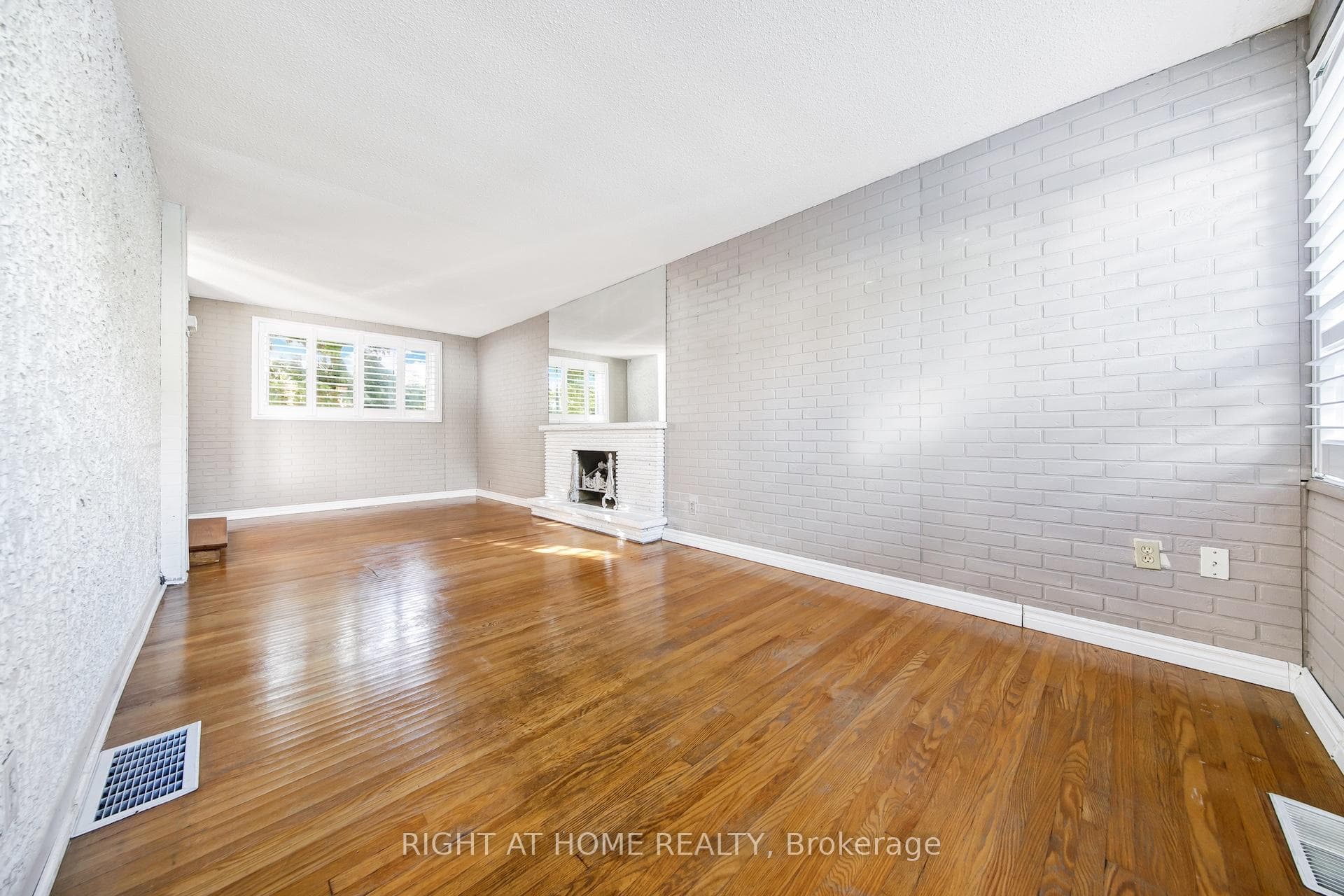 Cozy wood-burning fireplace in the living room