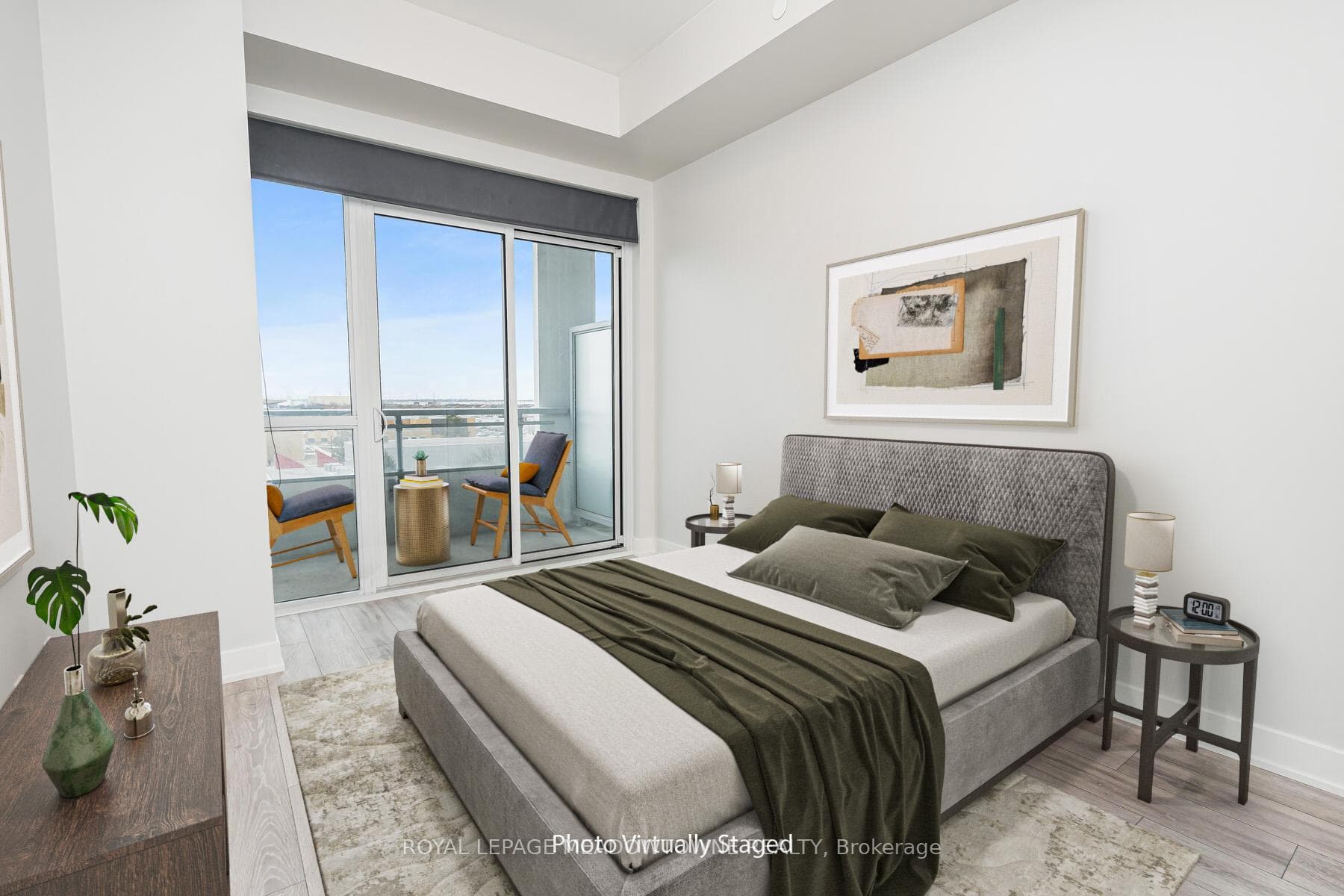 Virtually staged primary bedroom