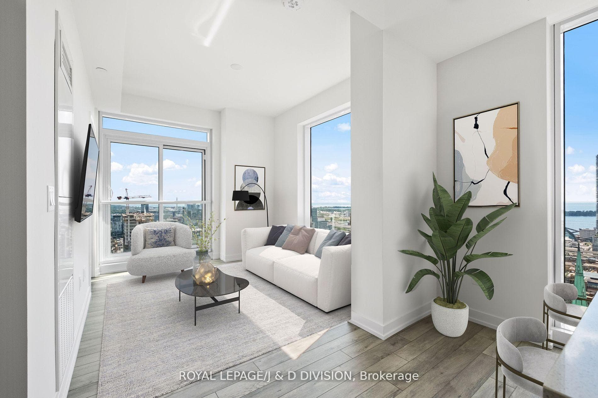 Luxurious open concept living space with SE views