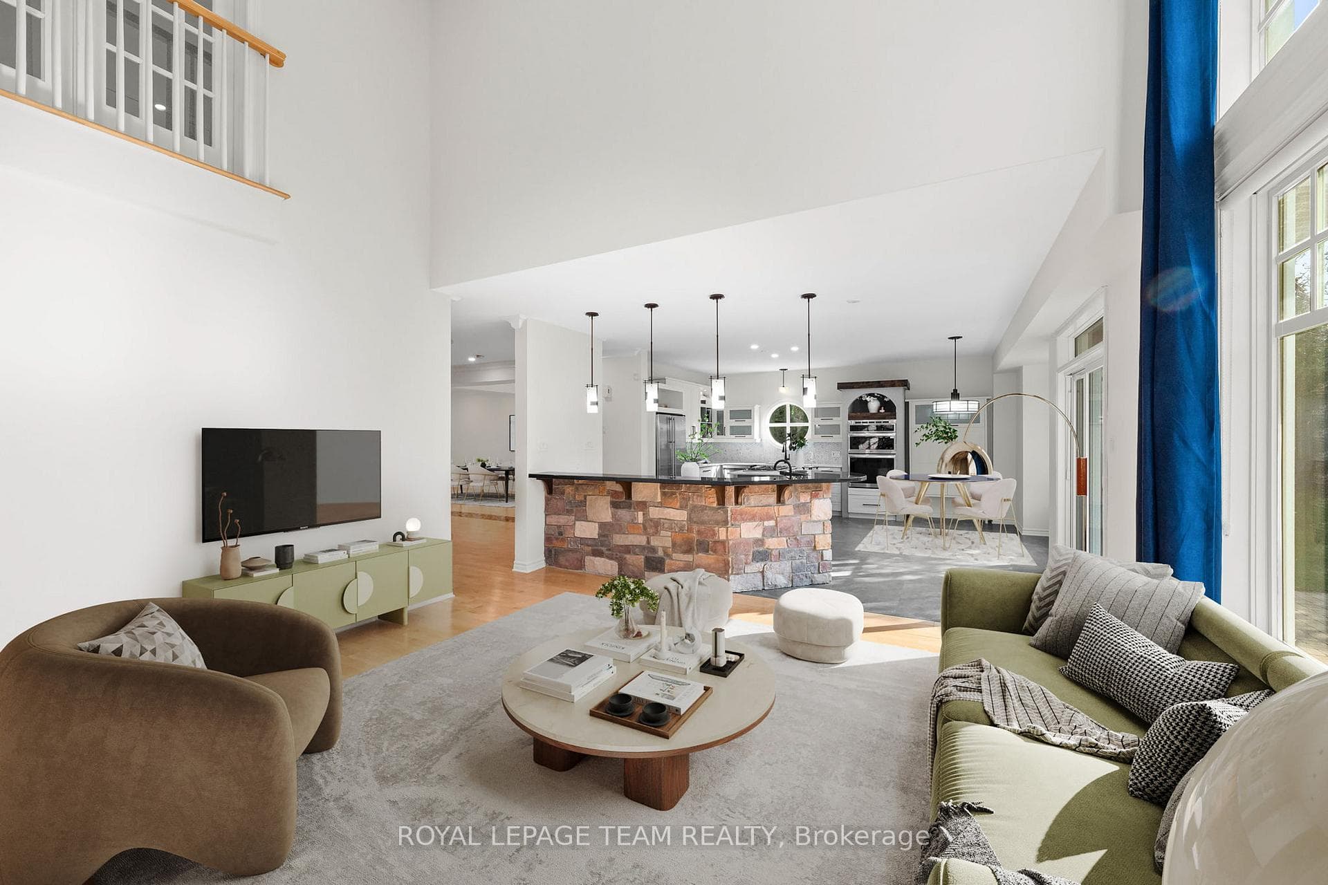 This family room has been virtually staged