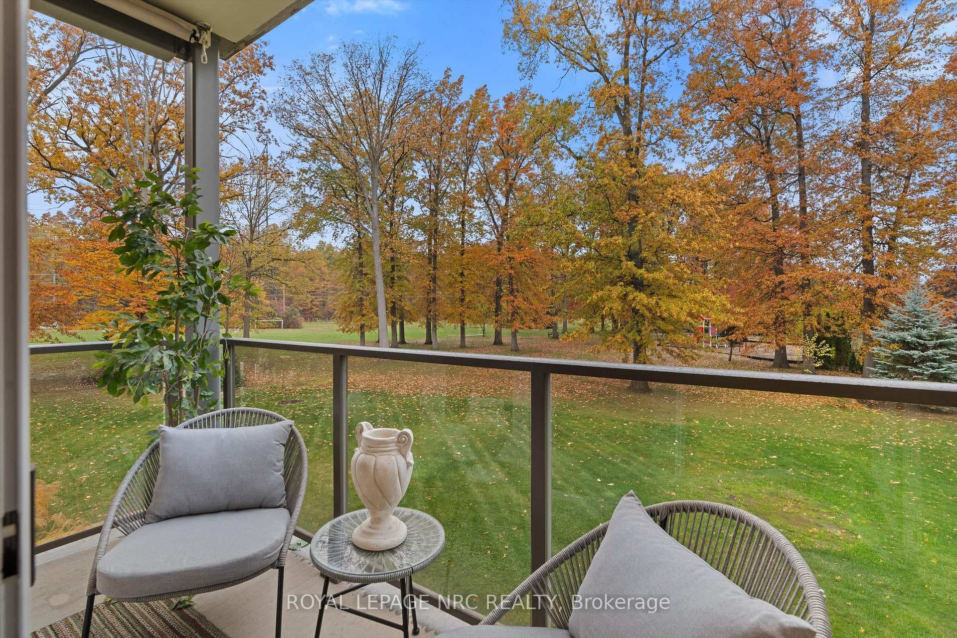 Balcony overlooking treed area