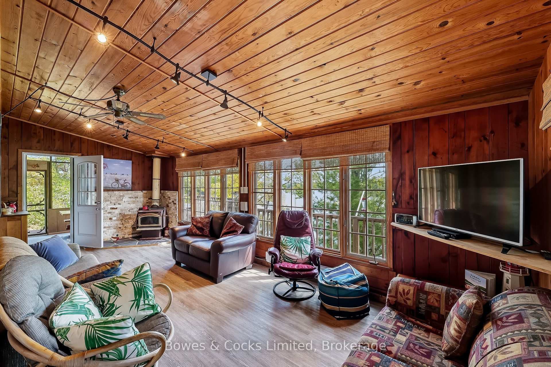 Living room with woodstove