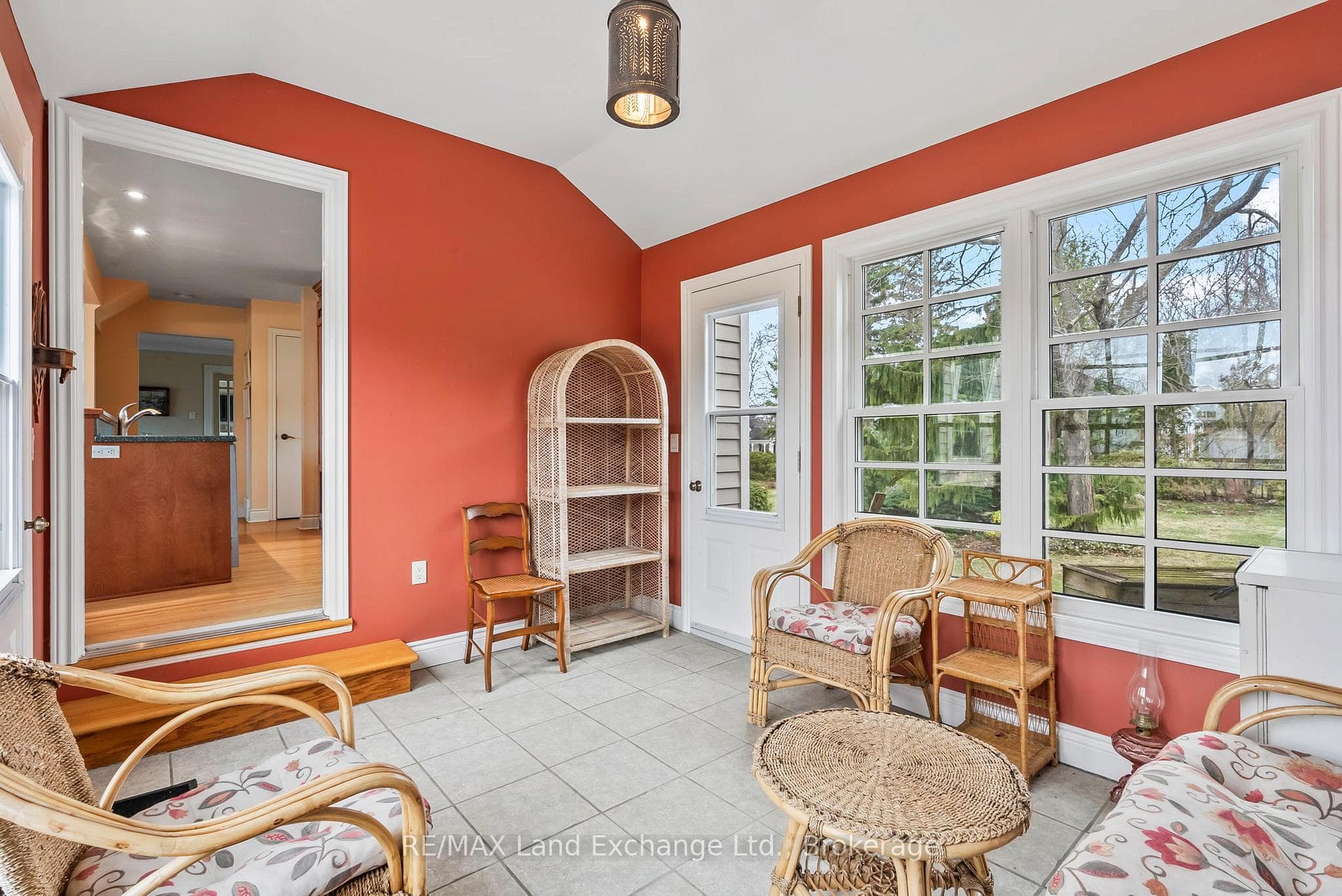 Sunroom overlooking backyard