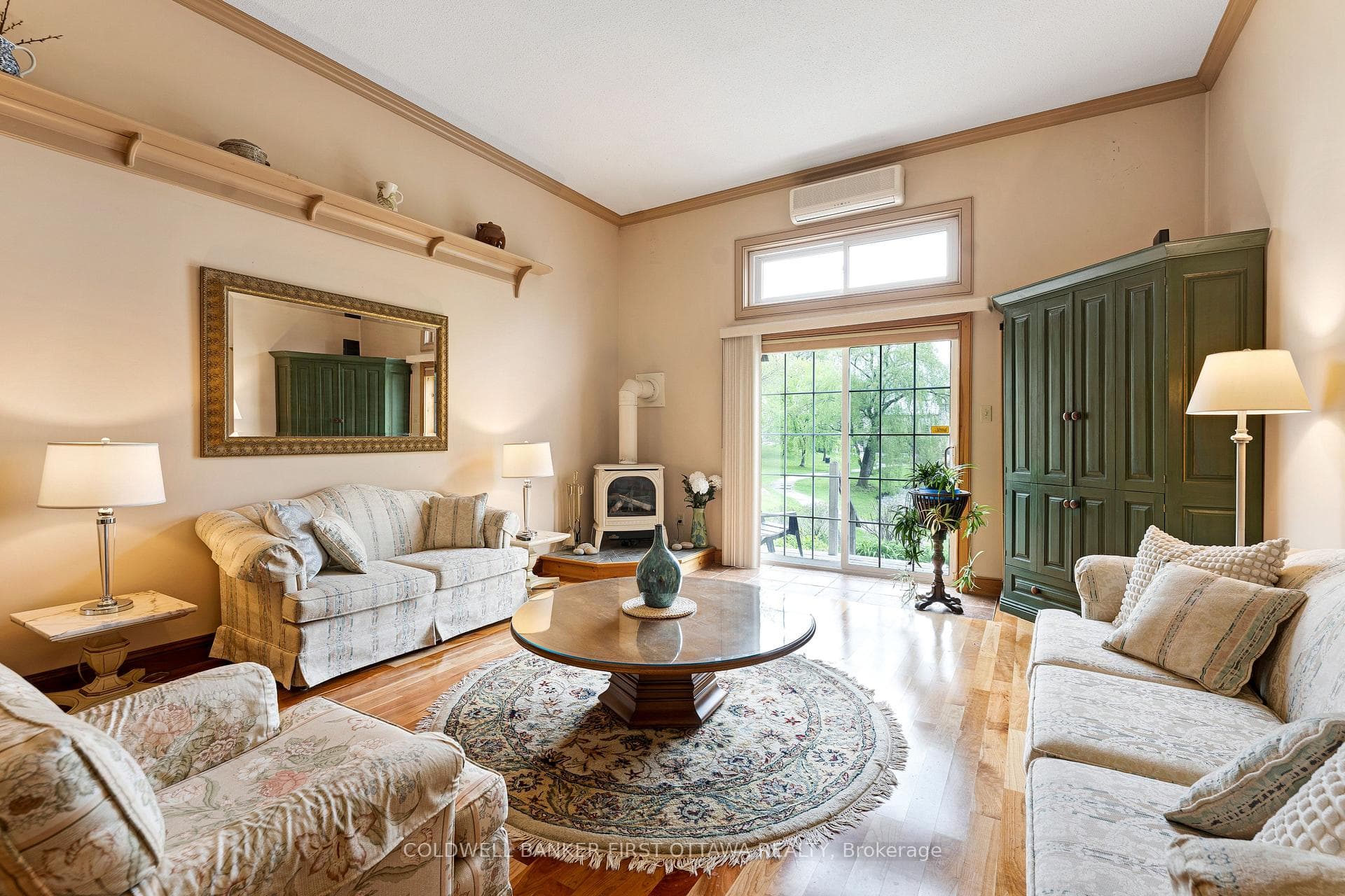 Natural gas fireplace stove & relaxing river views