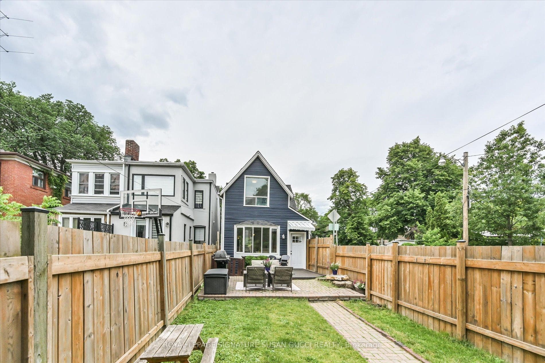 Long private backyard fully fenced