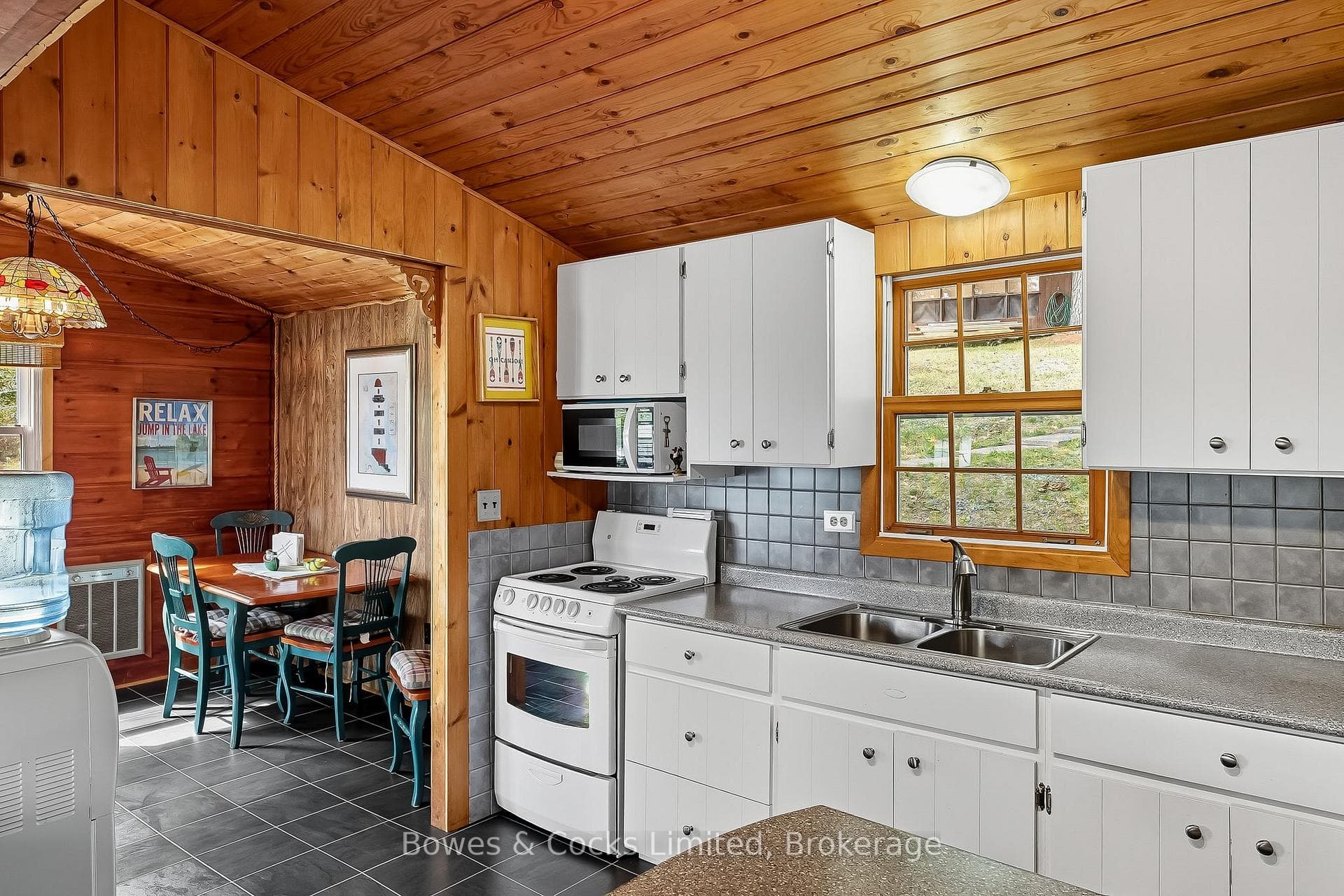 Kitchen leading into dining area