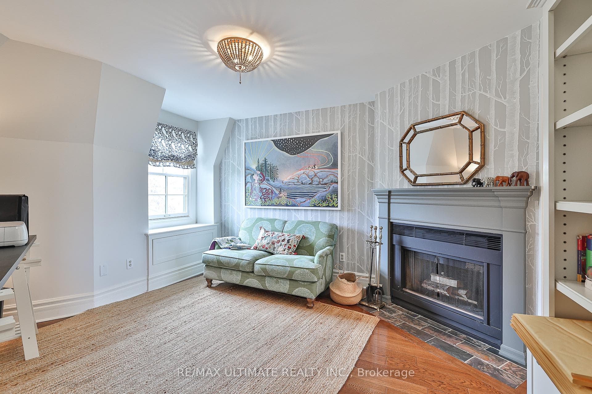 wood burning fireplace