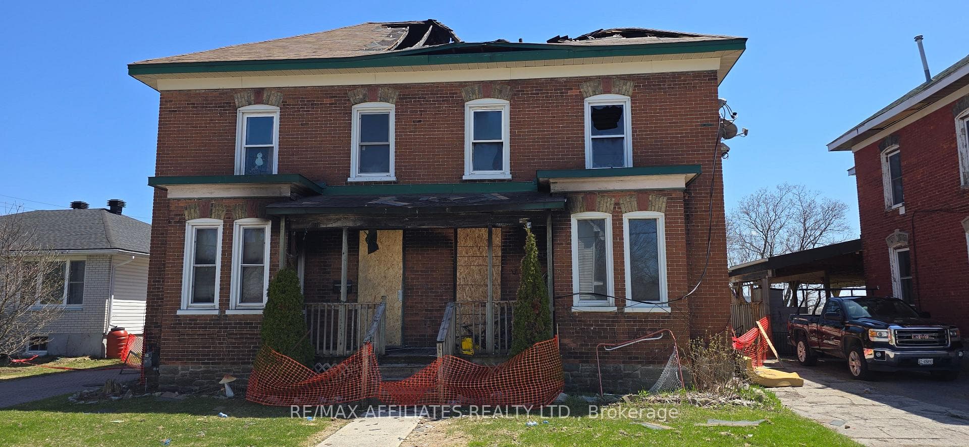 It has suffered severe fire and water damage