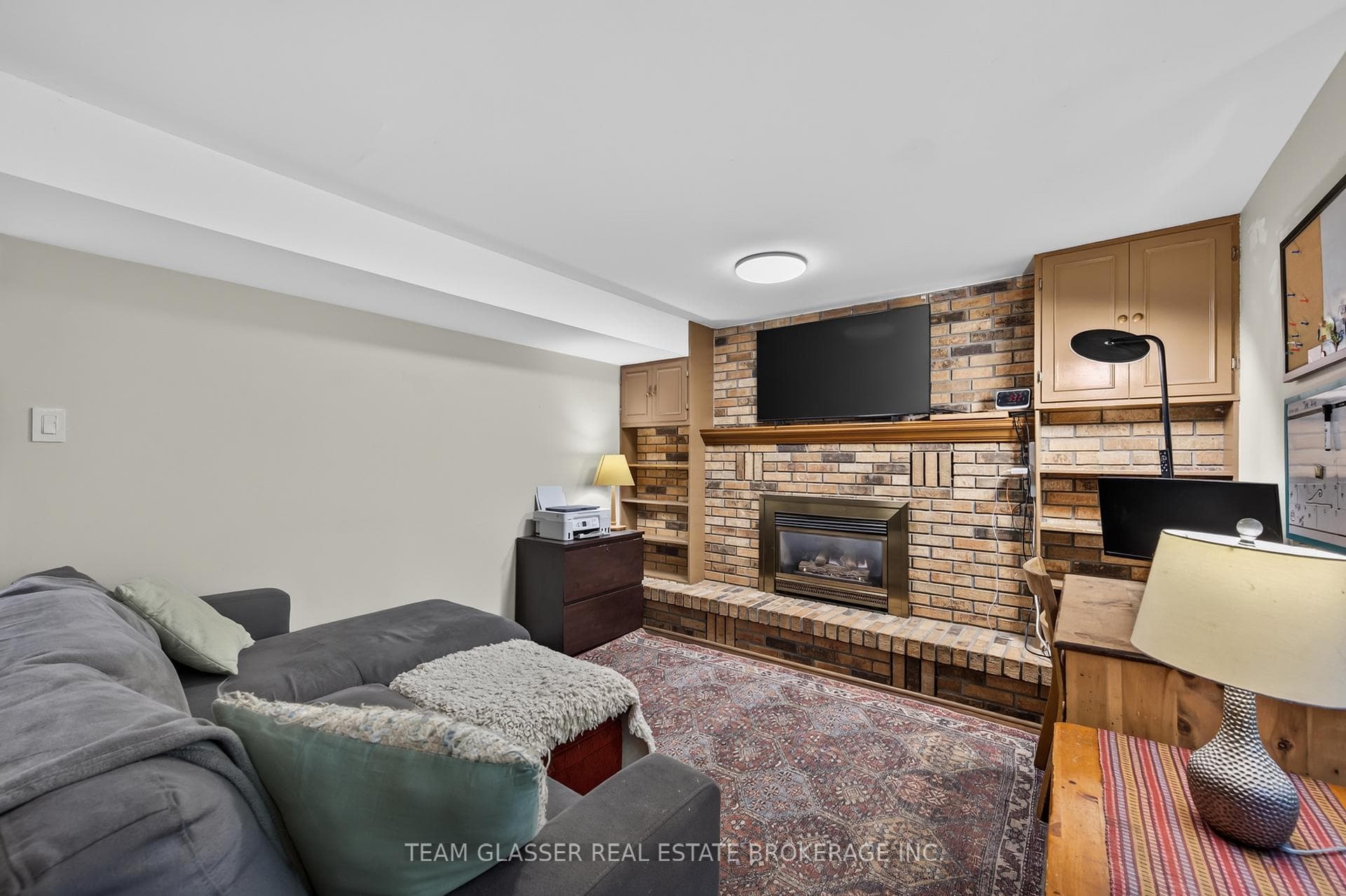 Gas fireplace in lower family room/office