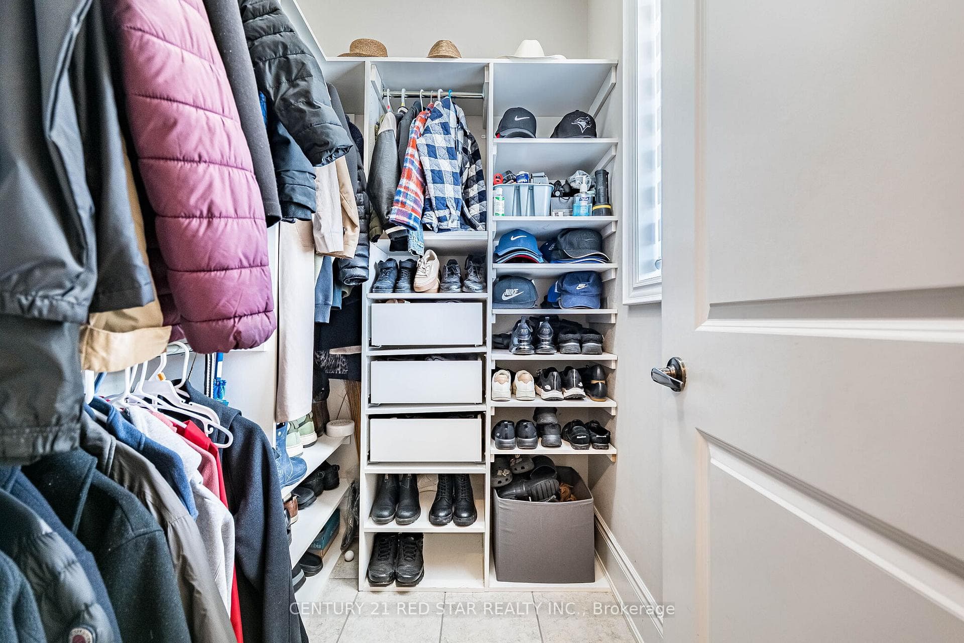 Front door closet with custom organizer