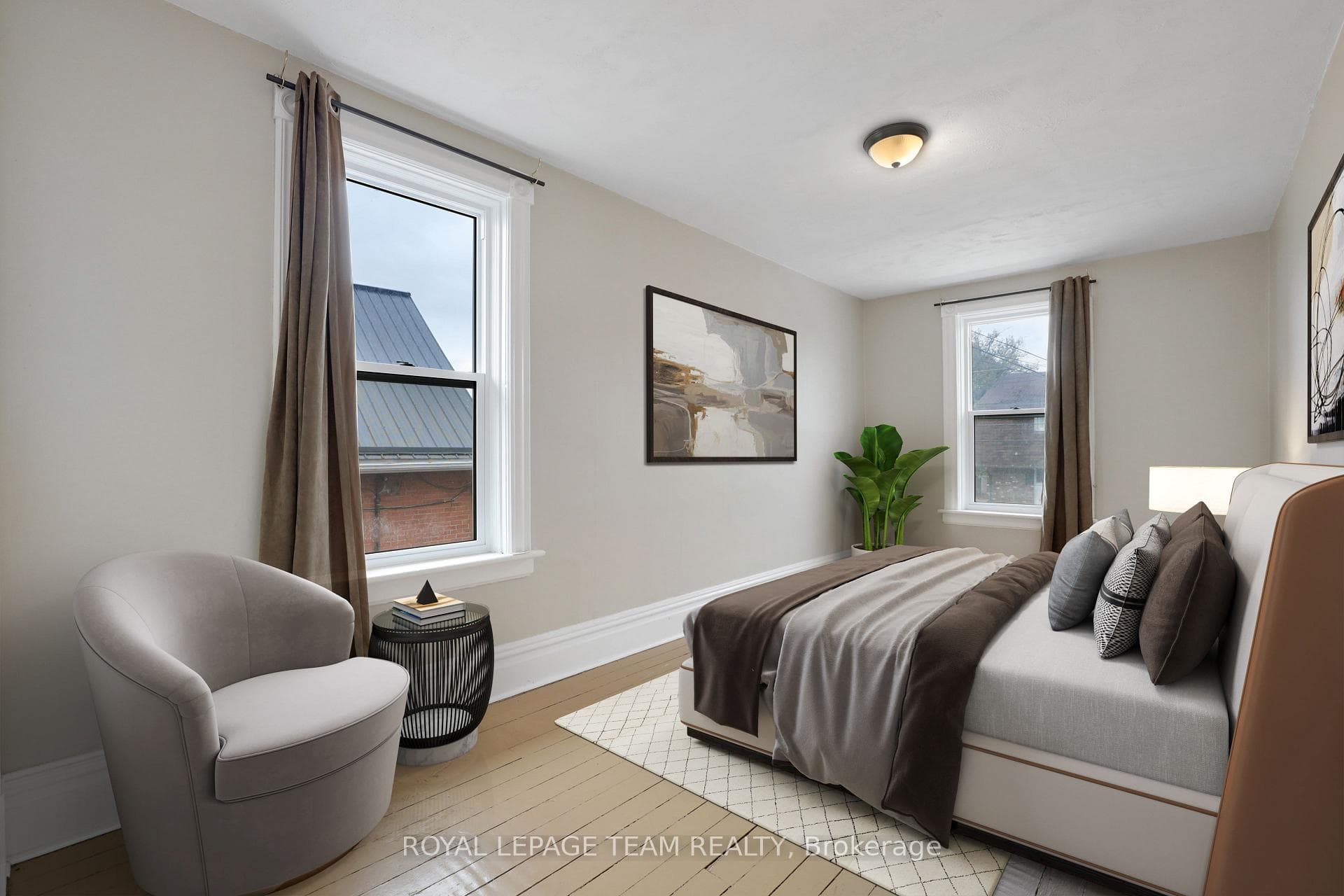 Virtually staged primary bedroom