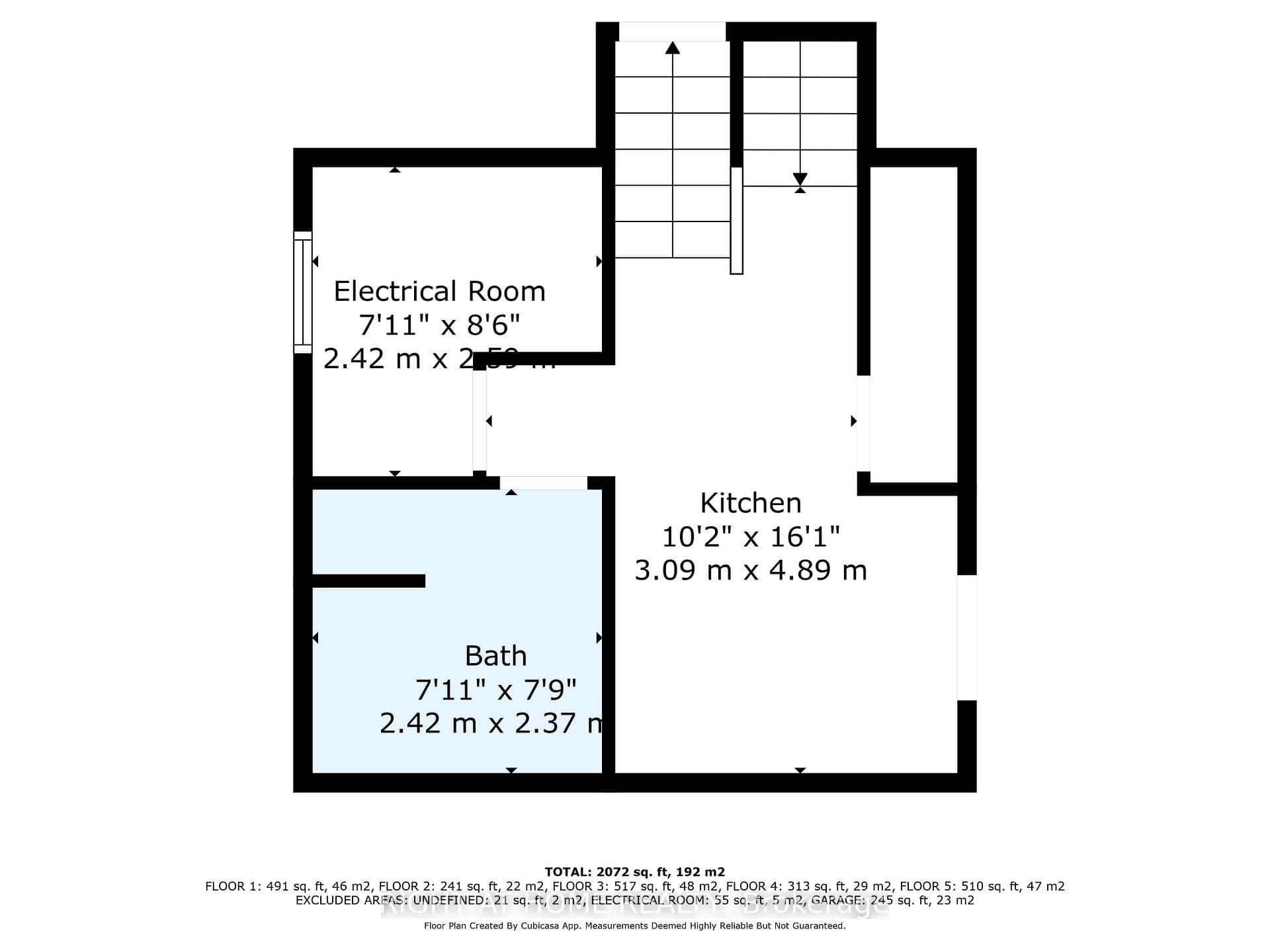 down to next level laundry/kitchen/bath/storage