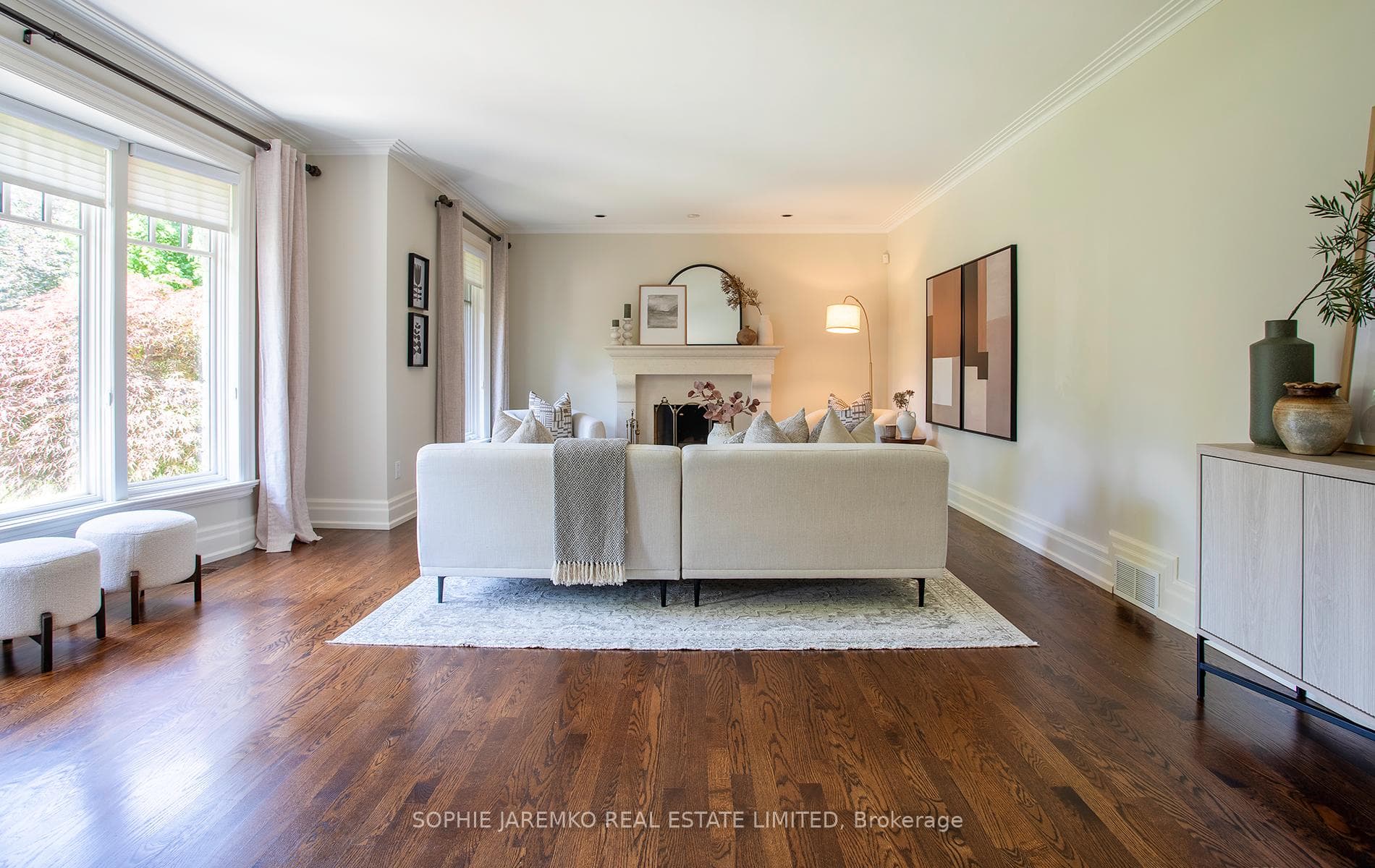 Large windows in the living room.