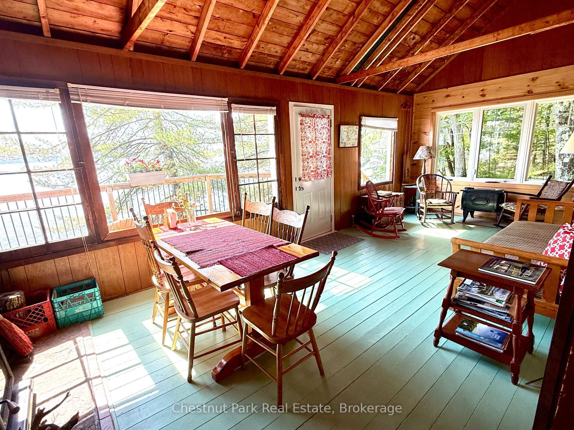 Dining room window looks to the lake