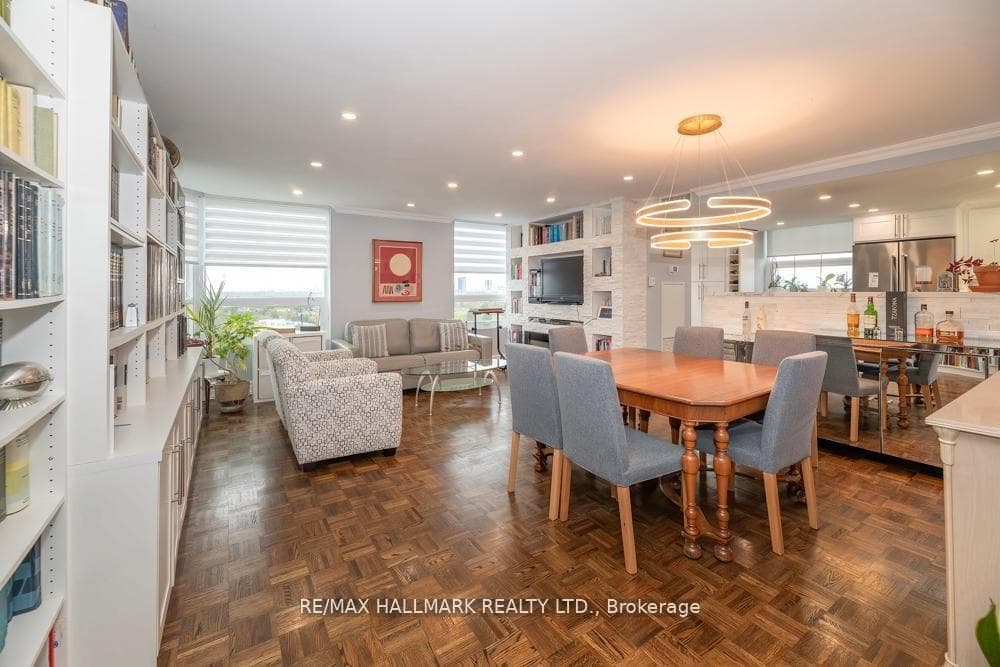 Huge Open Concept Living/Dining Rooms W Bookcase