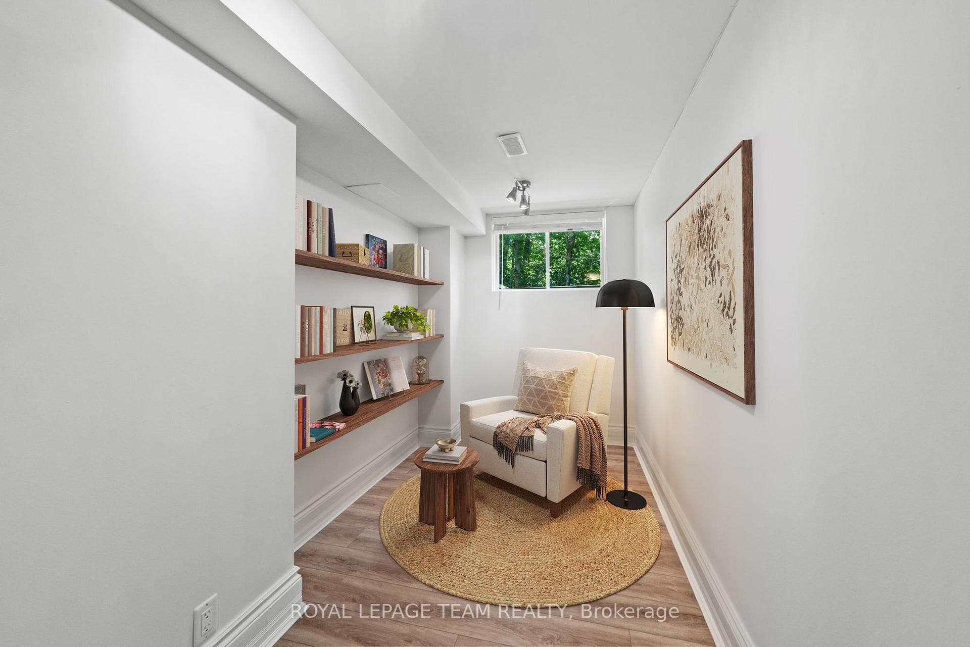 This photo is virtually staged including shelving.