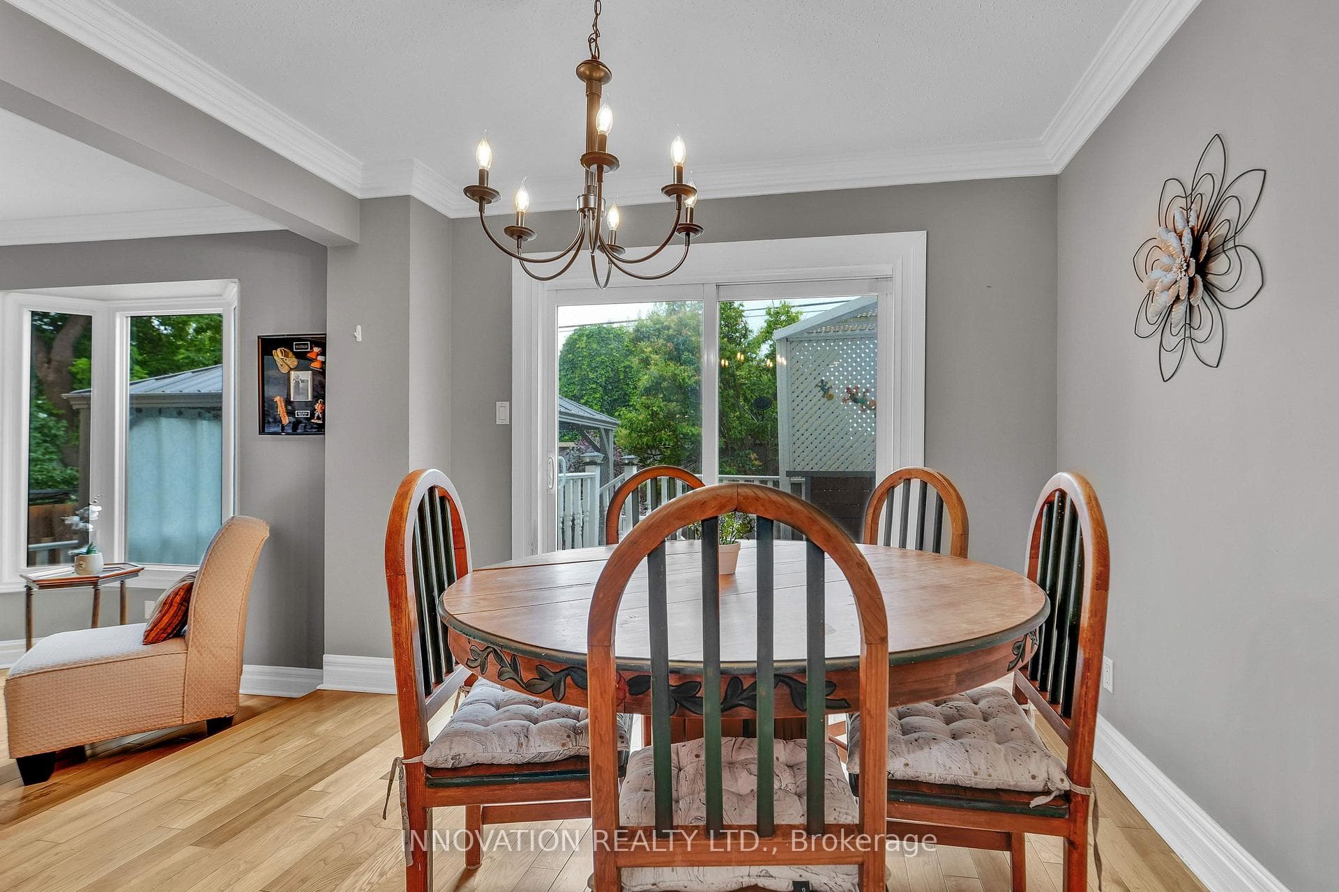 Sliding door leading to patio from dining room