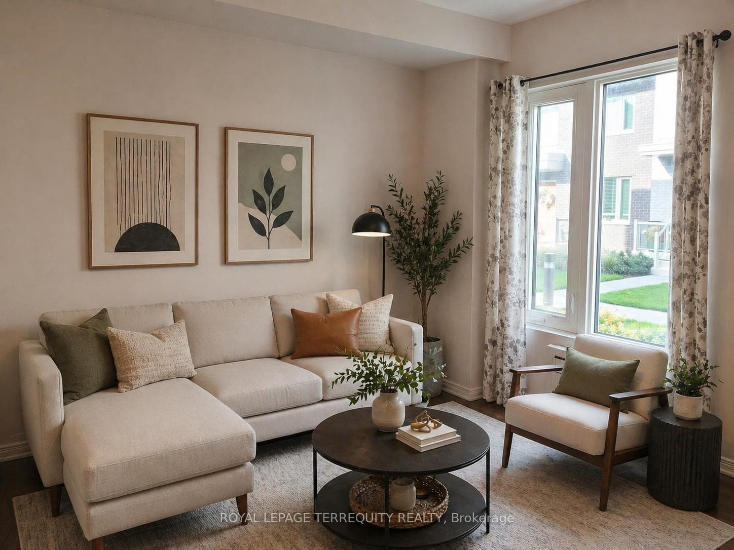 Living room virtually staged