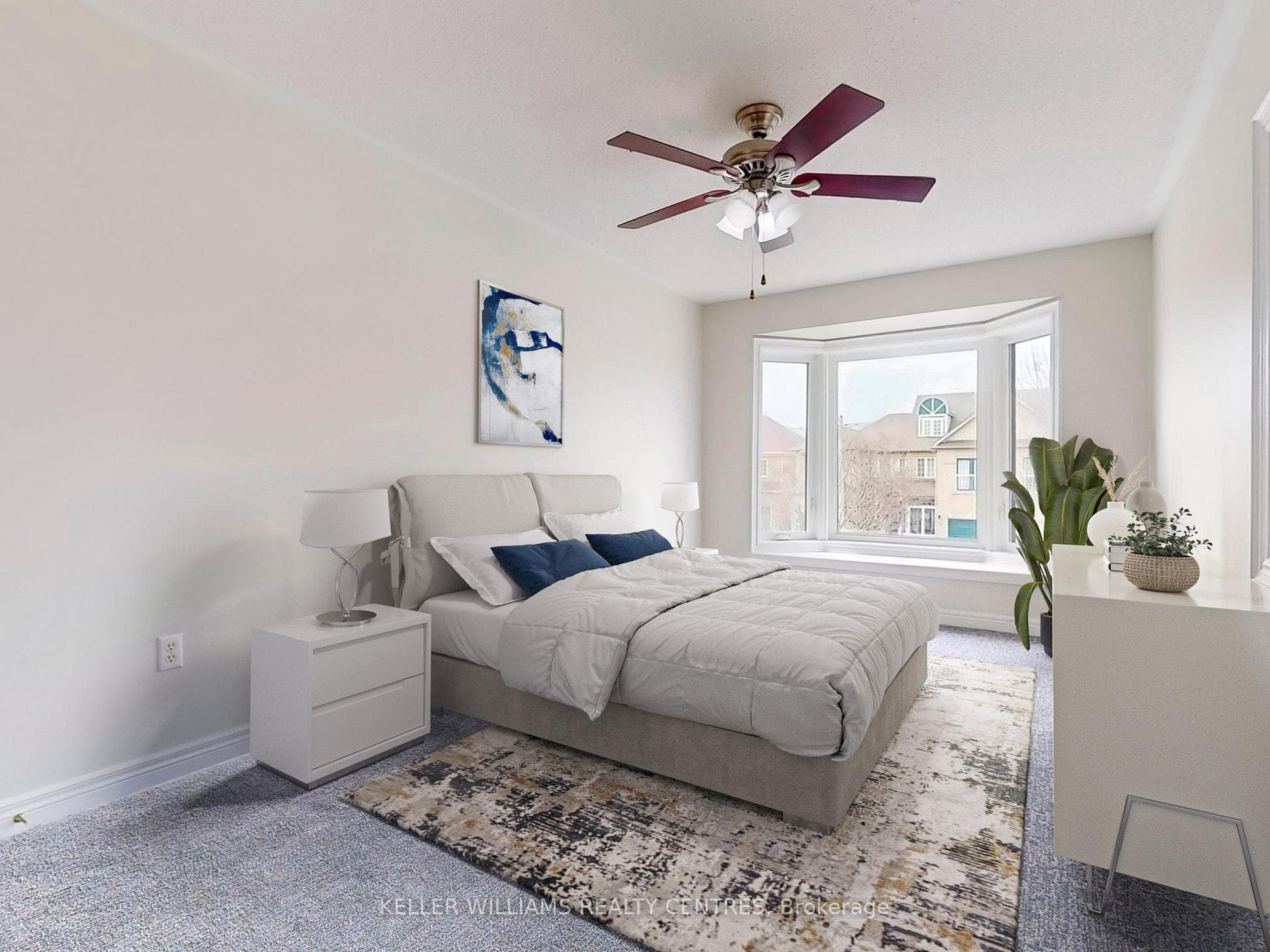 Virtually Staged 2nd Bedroom with Bow Window