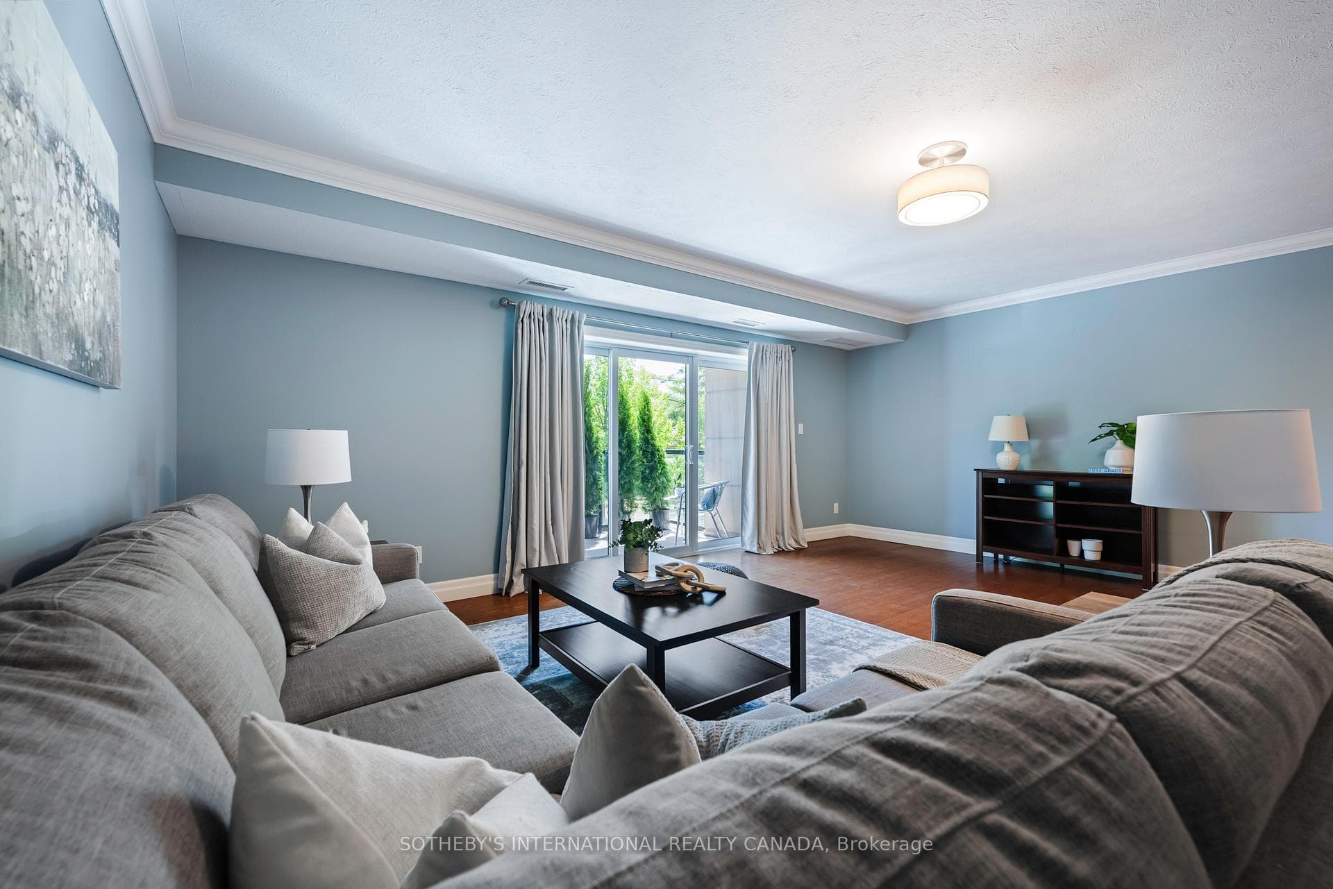 Spacious, open concept Living room & balcony