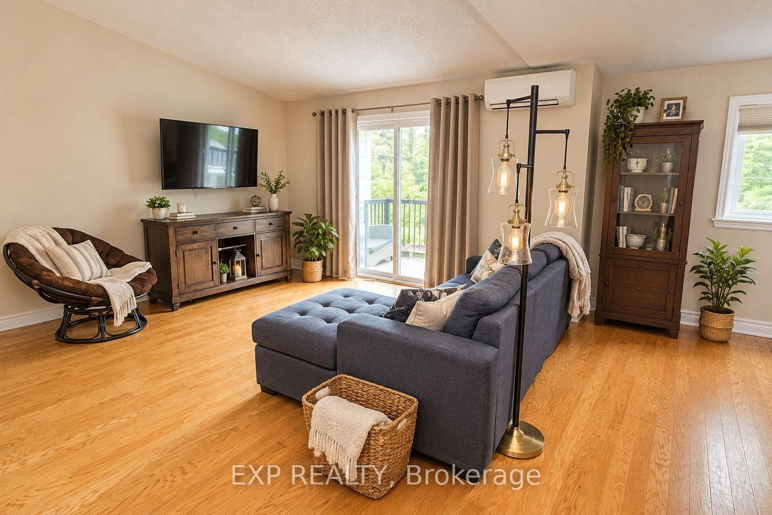 decluttered and virtually staged living room