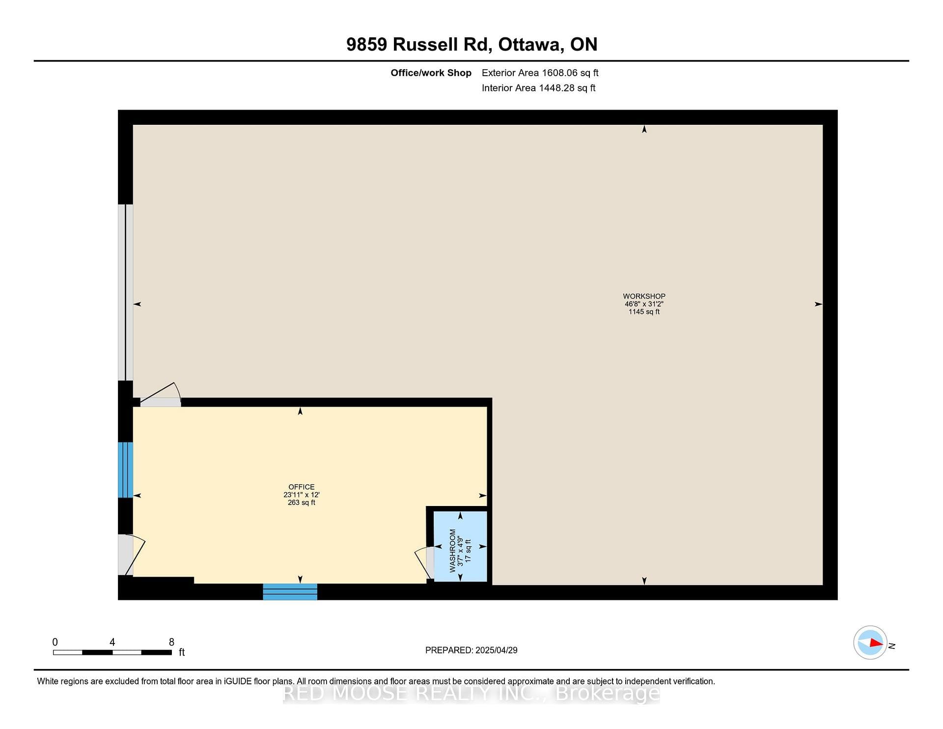 includes office space with partial washr