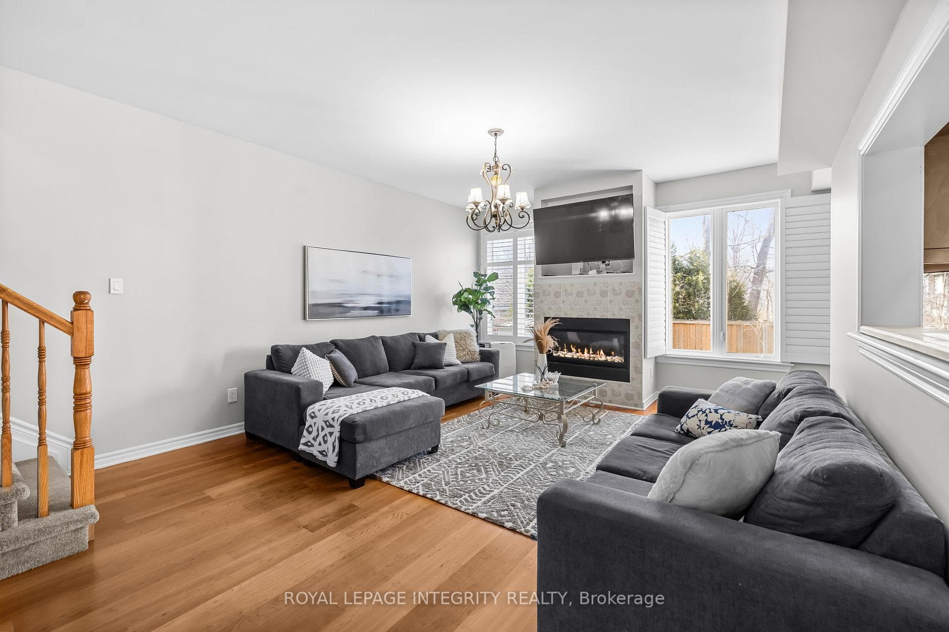 Family room with a gas fireplace
