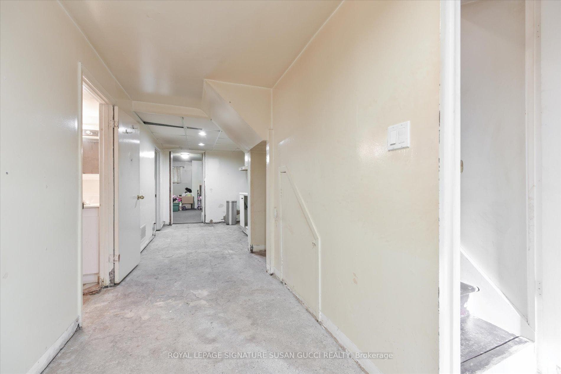 wide hall in basement