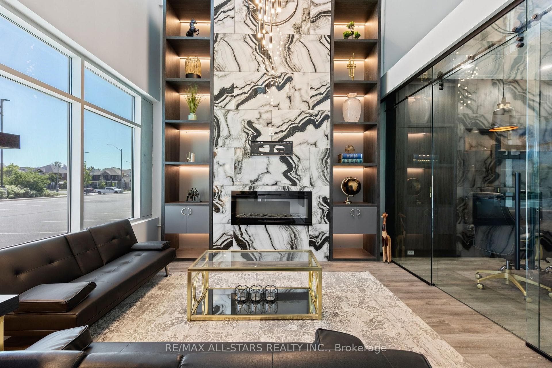 Waiting area with fireplace