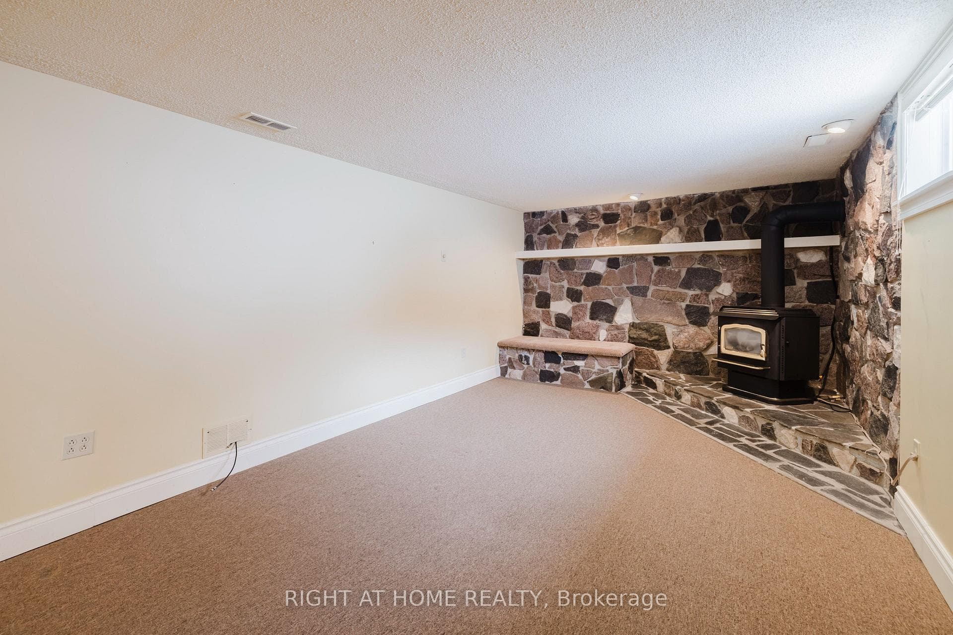 Real Stone Surrounding Fireplace